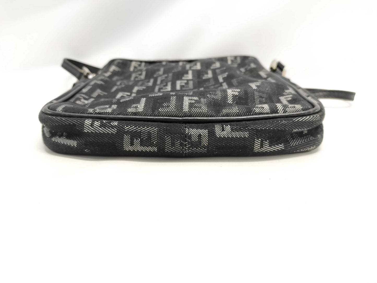FENDI Zucchino Canvas and Leather Shoulder Bag Black 8BT053 Bag