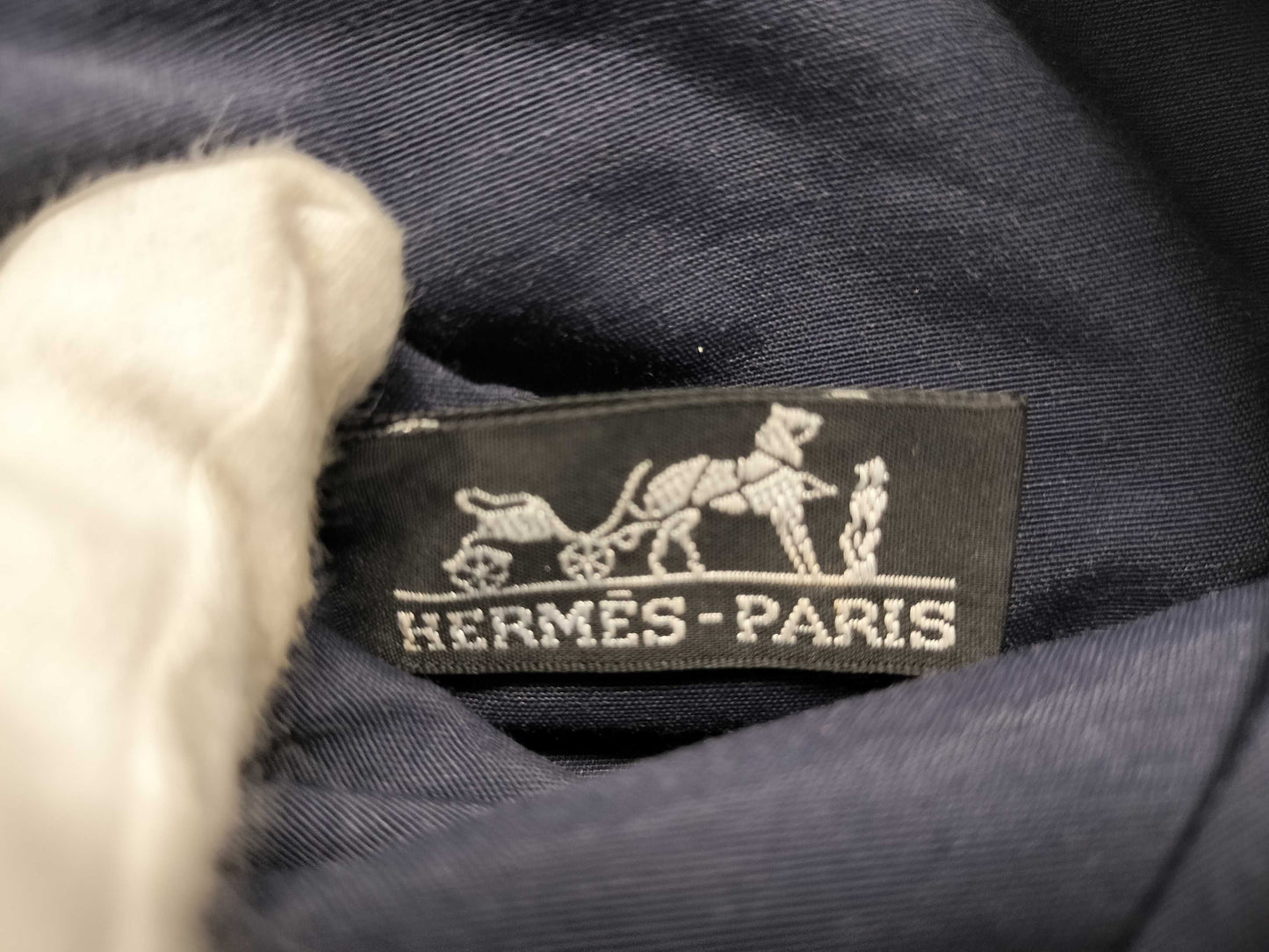 HERMES Bolide Pouch Mini Mini 15 Canvas Leather Navy Pouch