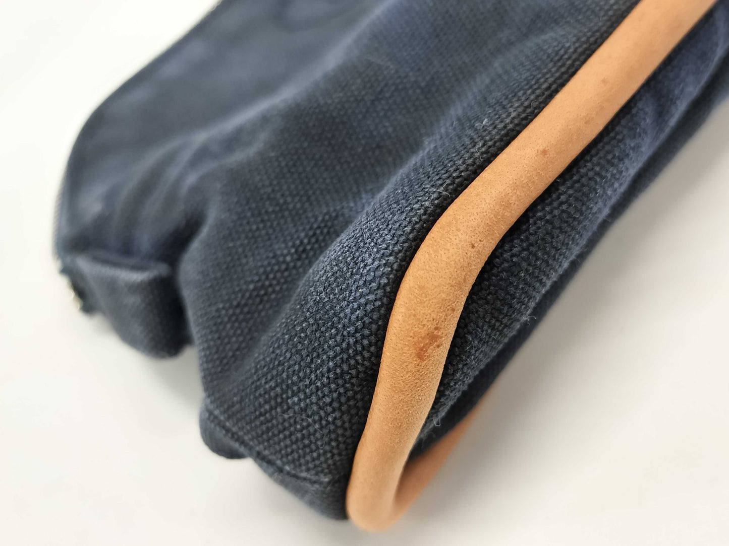 HERMES Bolide Pouch Mini Mini 15 Canvas Leather Navy Pouch
