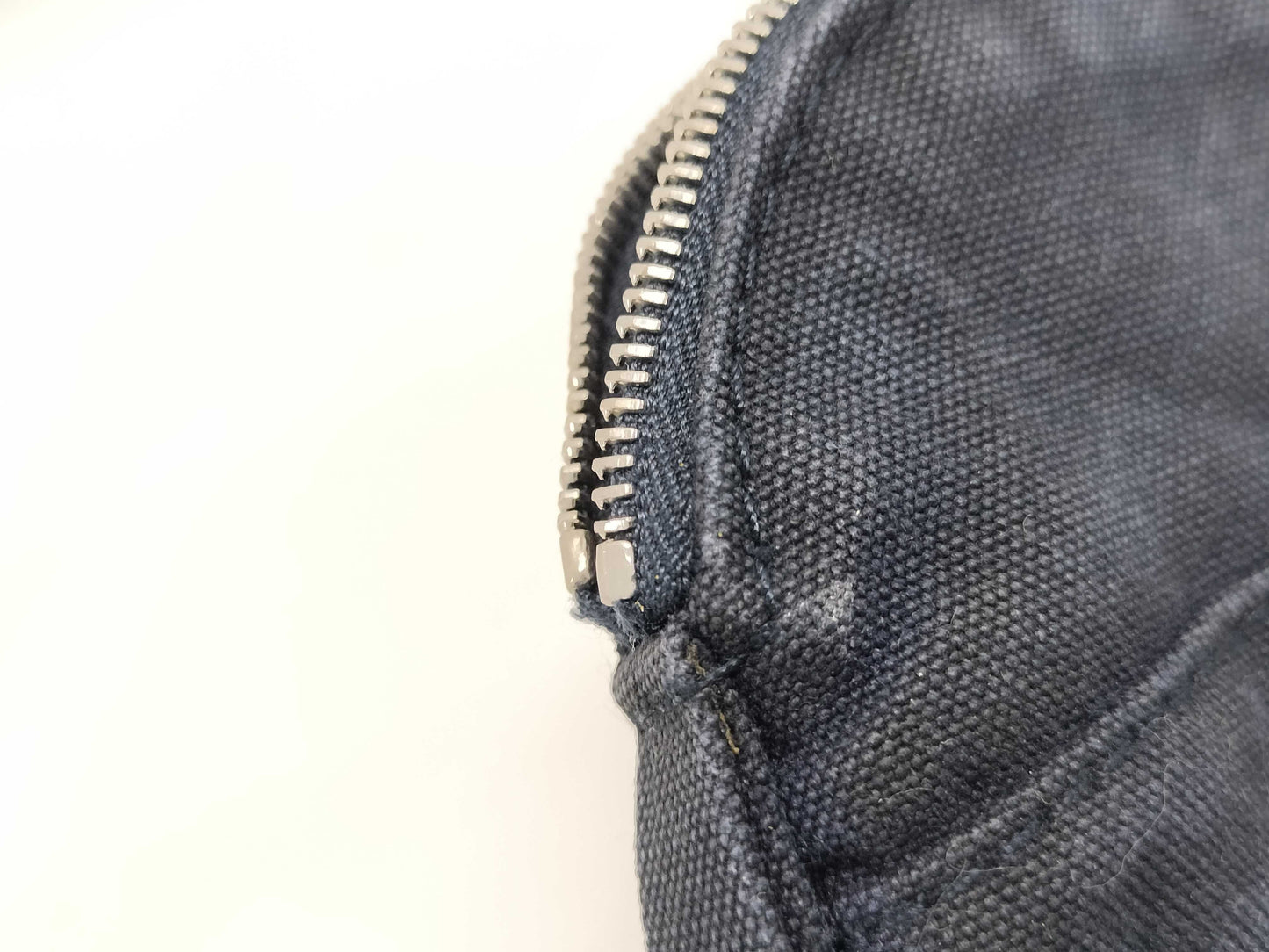 HERMES Bolide Pouch Mini Mini 15 Canvas Leather Navy Pouch