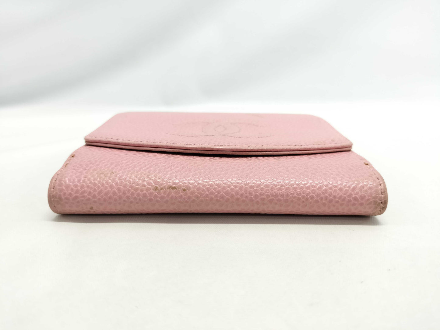 CHANEL Caviar Skin Coco Mark Double Hook Bifold Wallet Pink 9 Series Wallet