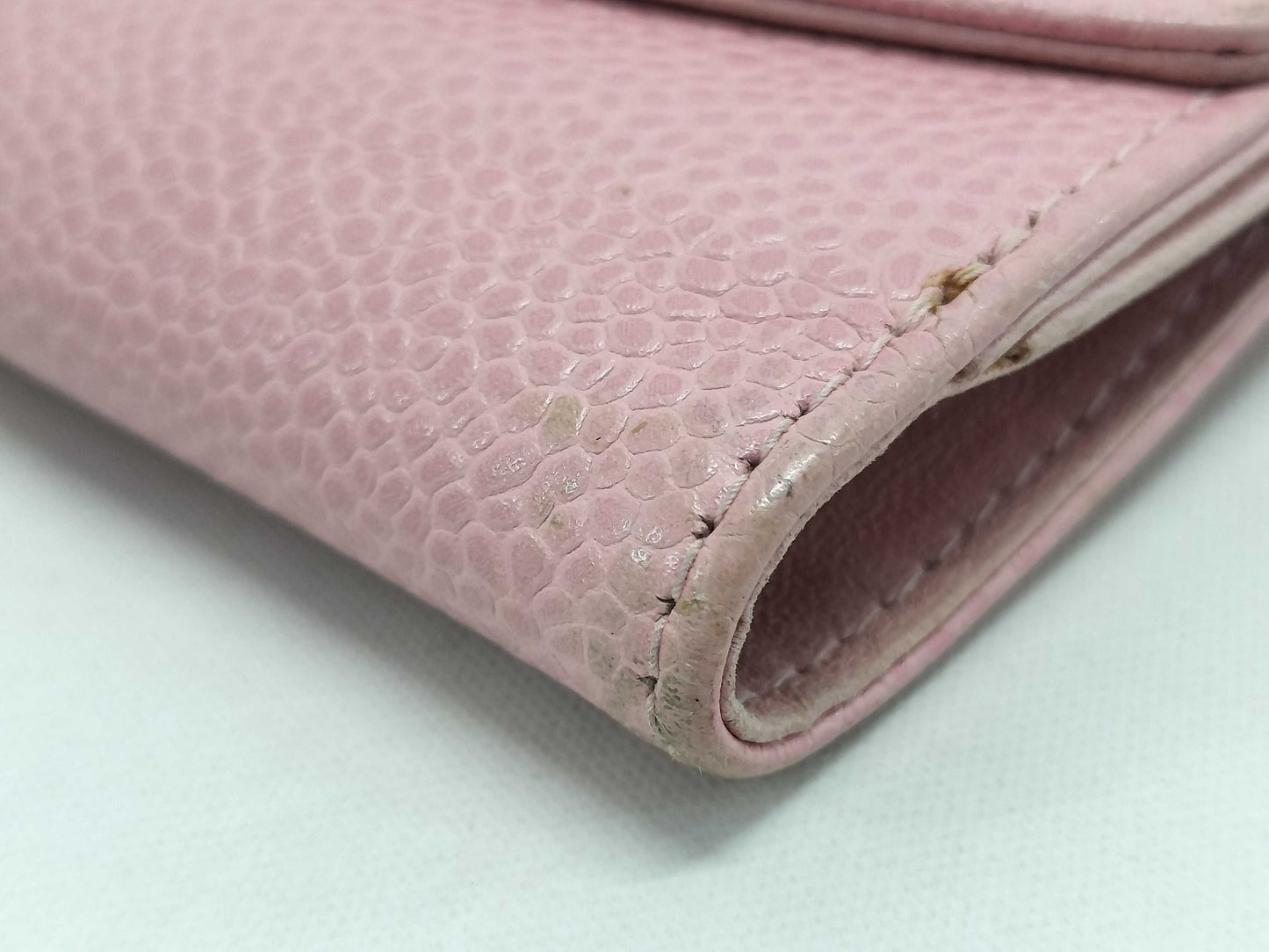 CHANEL Caviar Skin Coco Mark Double Hook Bifold Wallet Pink 9 Series Wallet