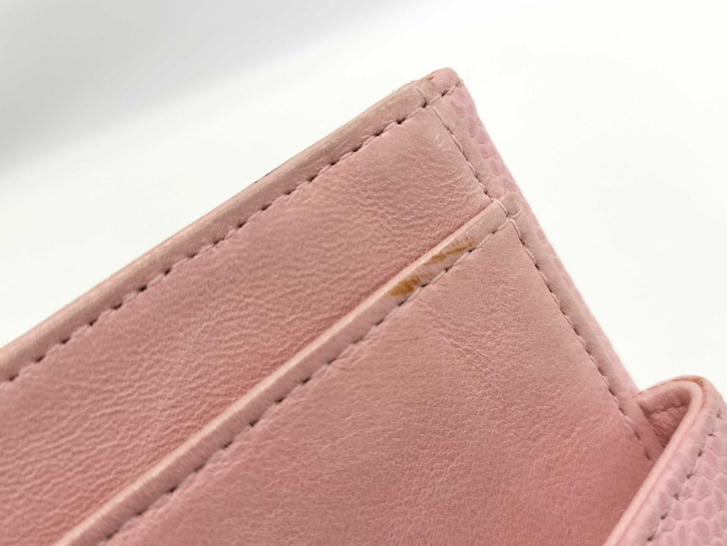 CHANEL Caviar Skin Coco Mark Double Hook Bifold Wallet Pink 9 Series Wallet