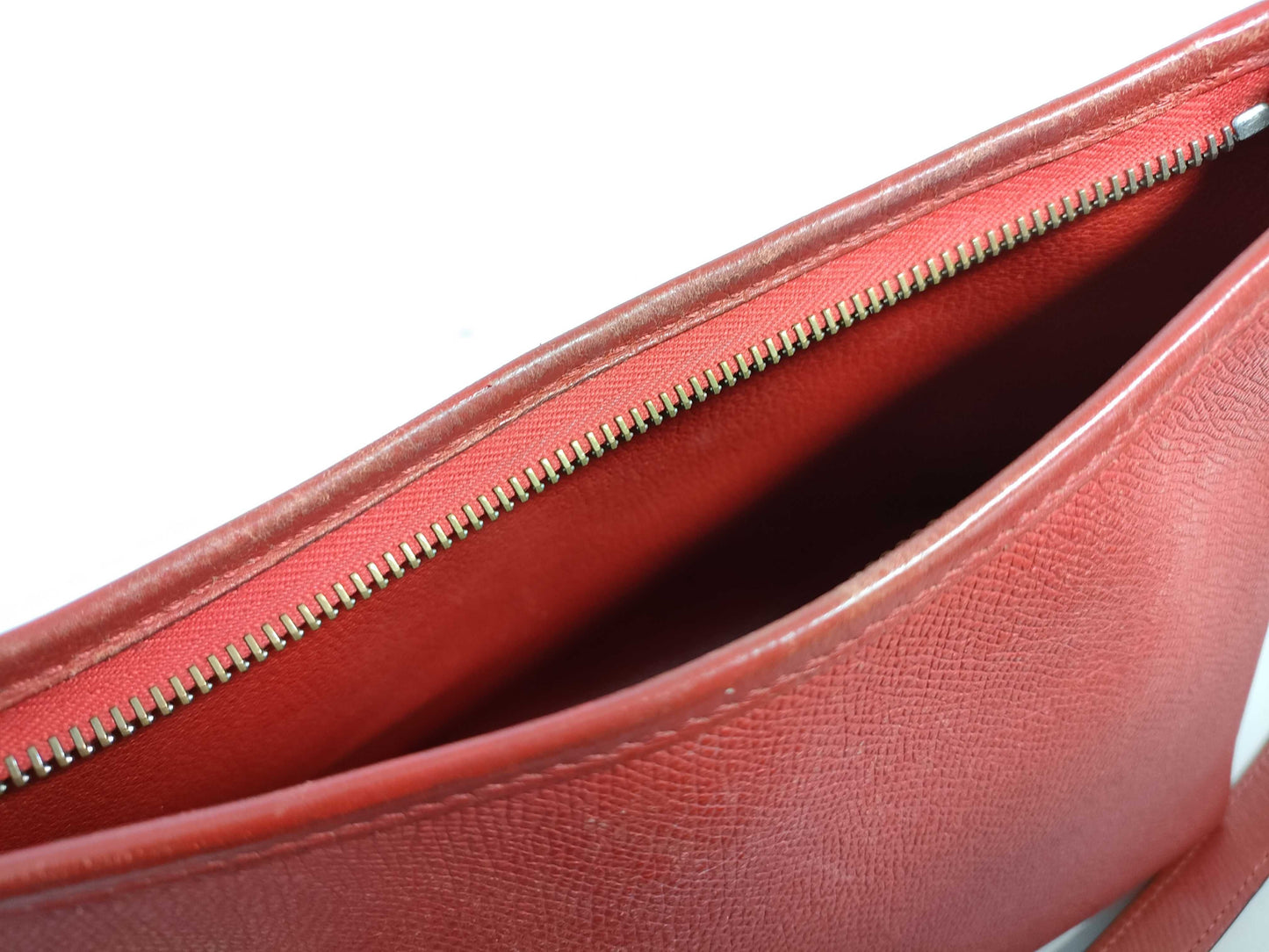 HERMES Berlingo PM Epson Rouge Bif Shoulder Bag with H Stamp