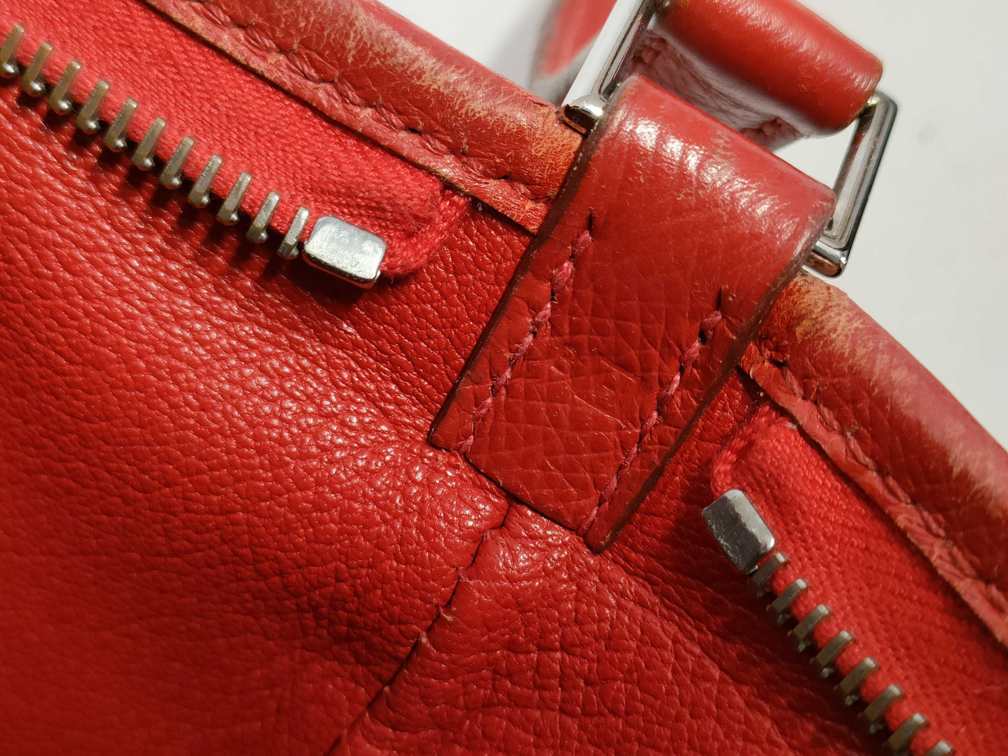 HERMES Berlingo PM Epson Rouge Bif Shoulder Bag with H Stamp