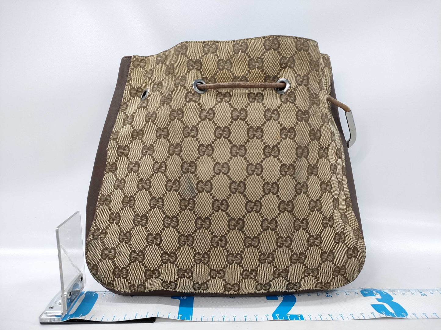 GUCCI One-Shoulder GG Canvas Drawcord Shoulder Bag