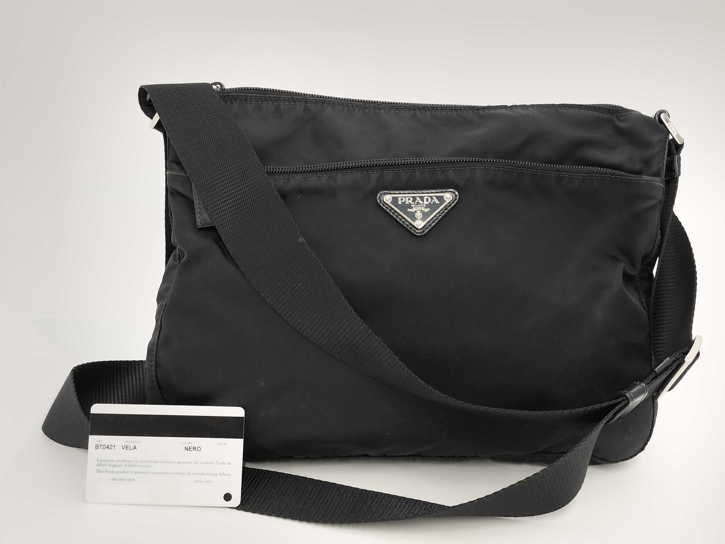 PRADA Prada Triangle Logo Black Shoulder Bag