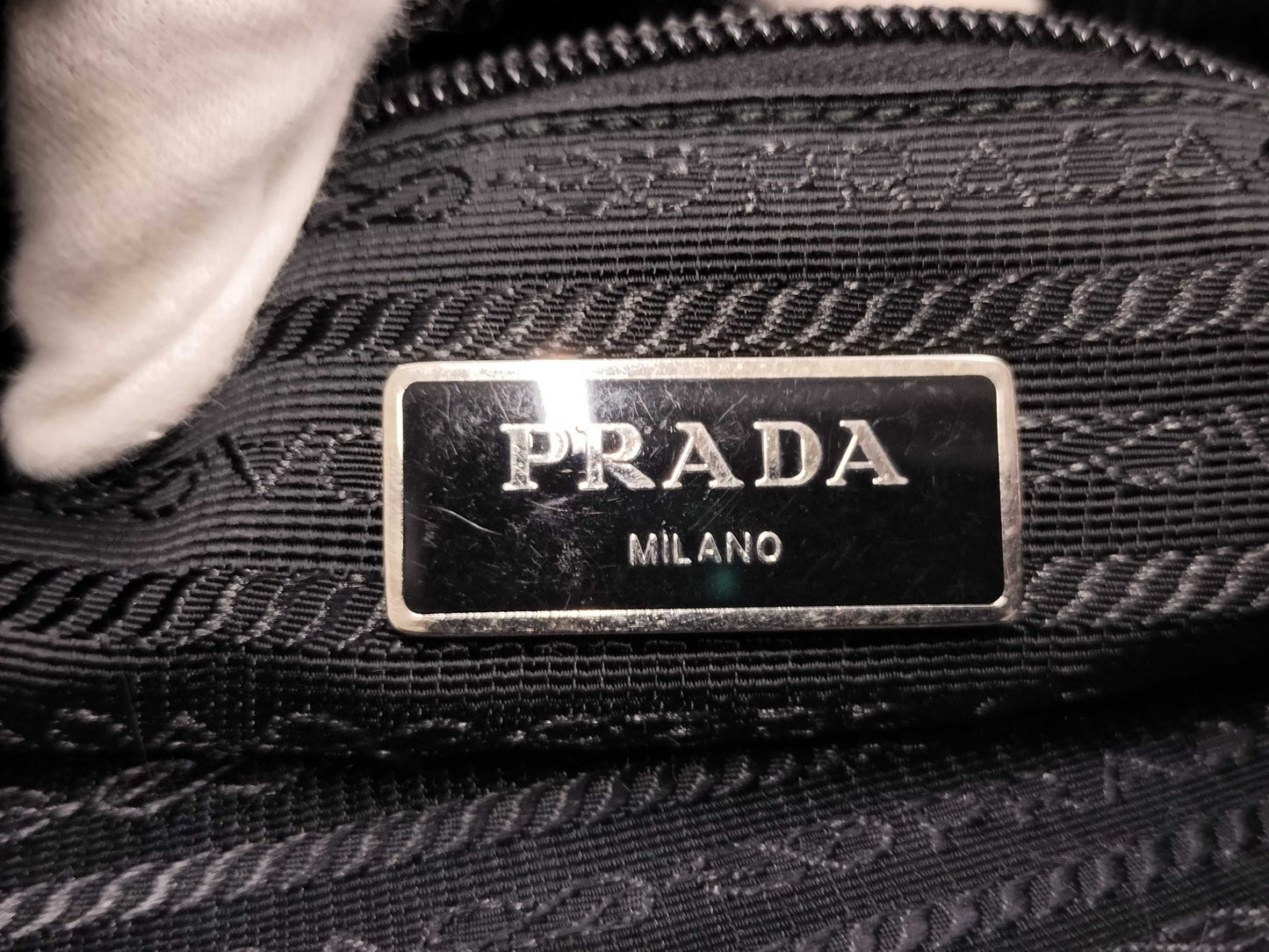 PRADA Prada Triangle Logo Black Shoulder Bag