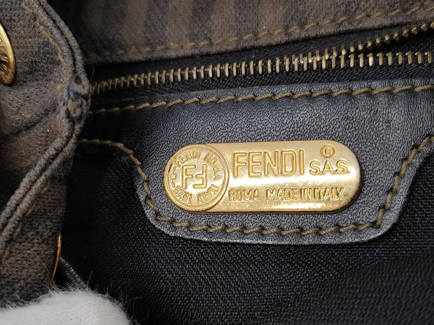 FENDI Mini Drawcord Striped Backpack