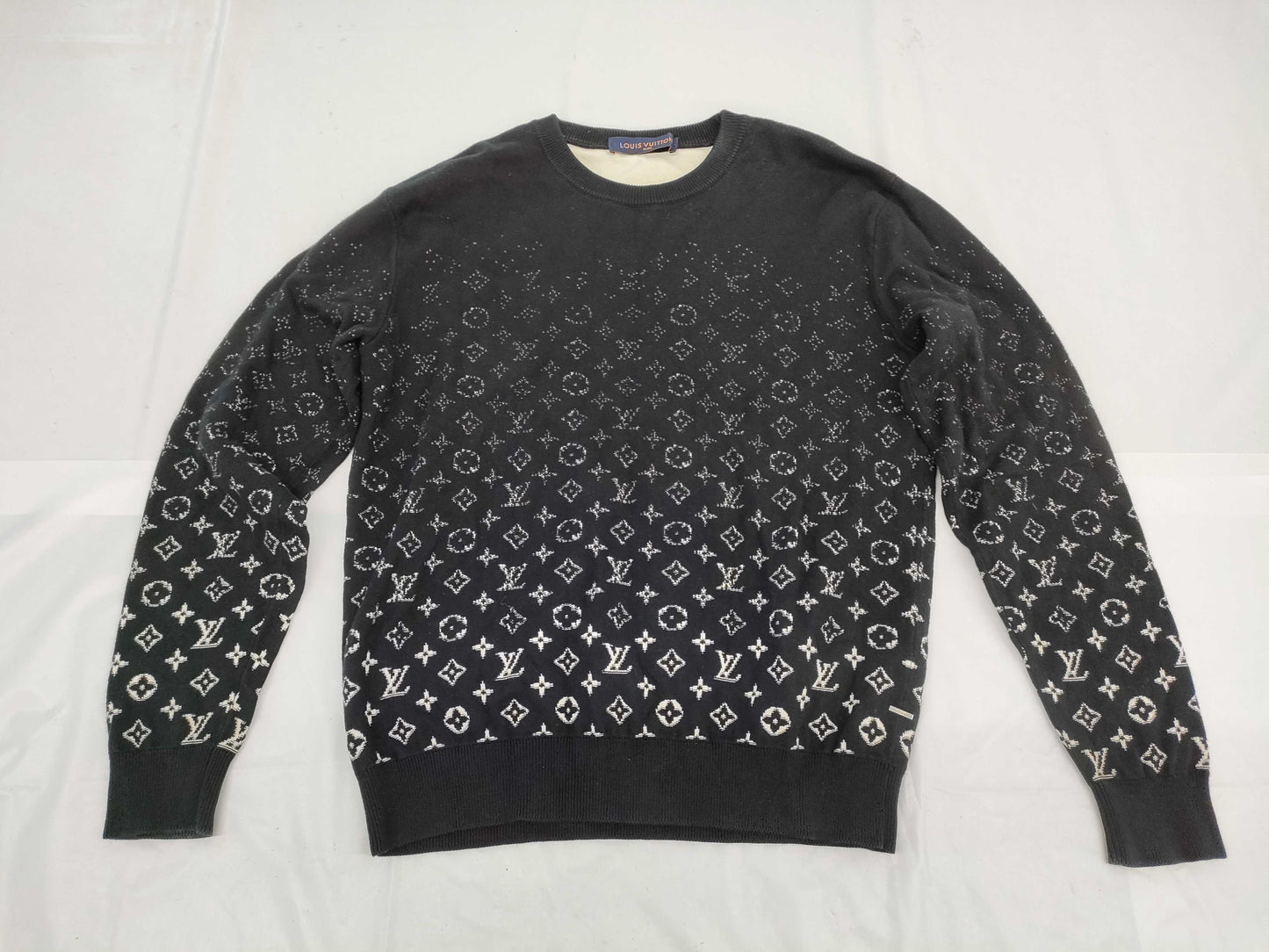 LOUIS VUITTON Knit Sweater Monogram Gradient Black M Tops