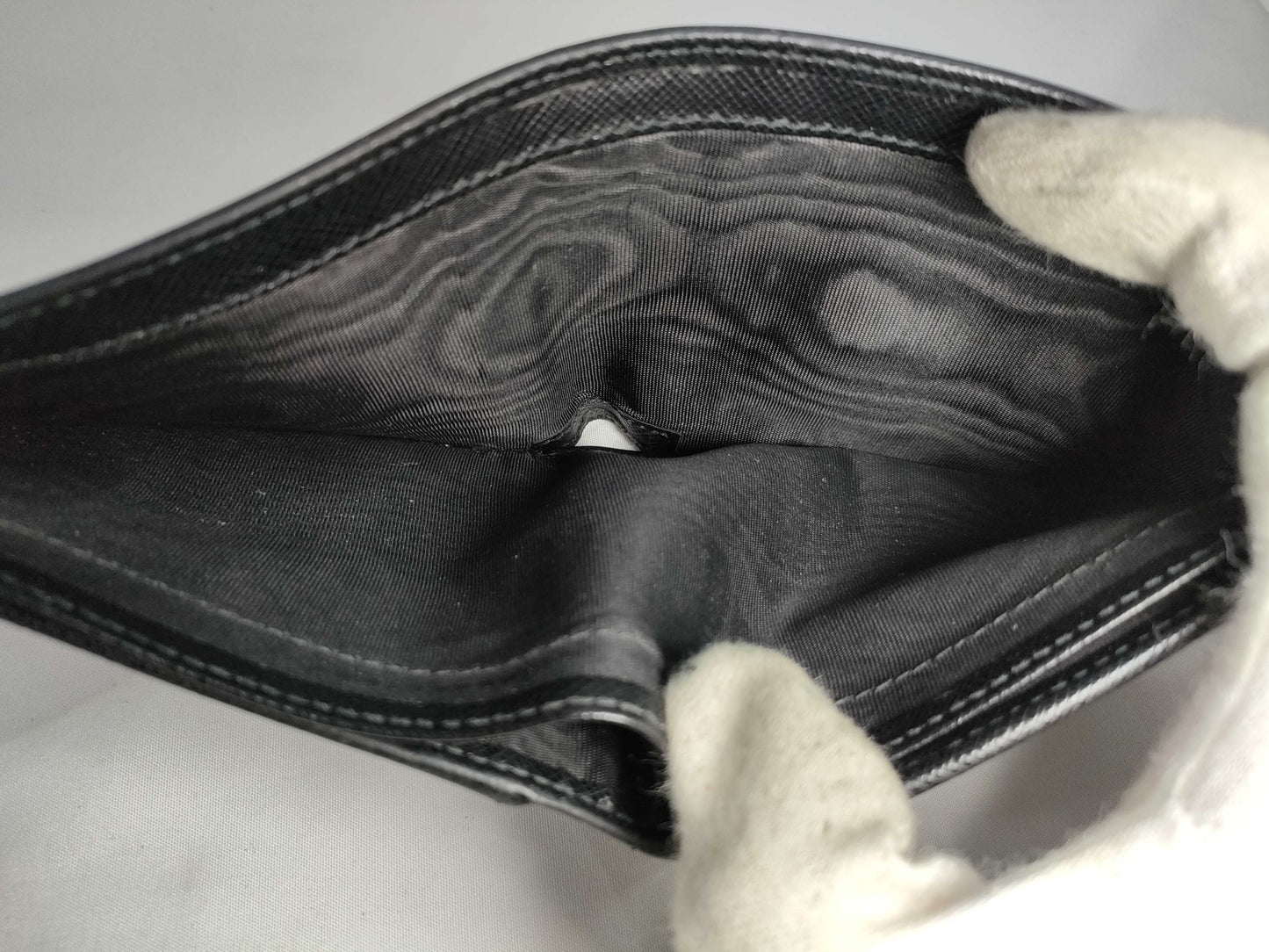 PRADA Saffiano Bi-fold Compact Wallet, Black