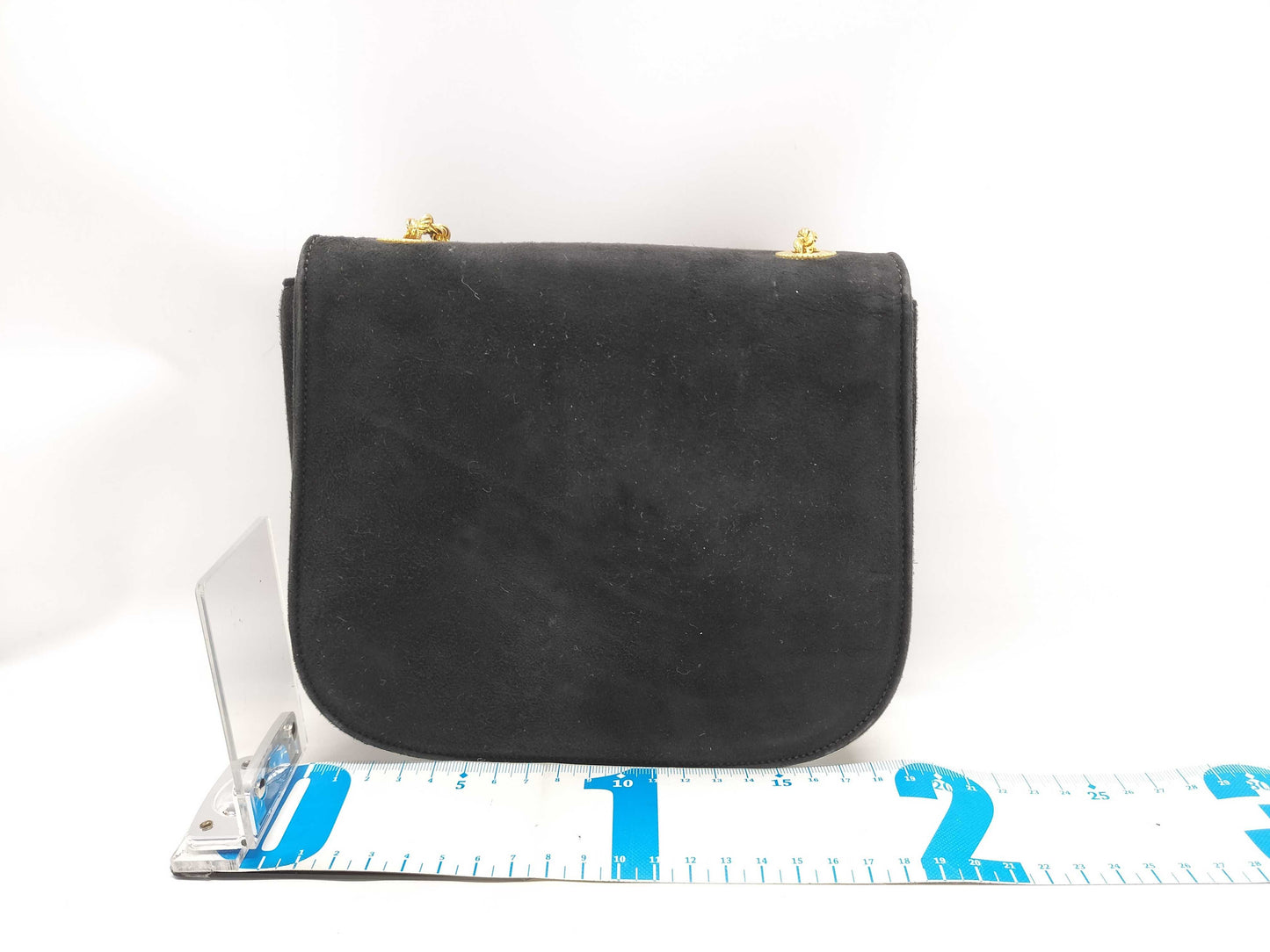 CELINE Suede Macadam Rhinestone Chain Shoulder Bag