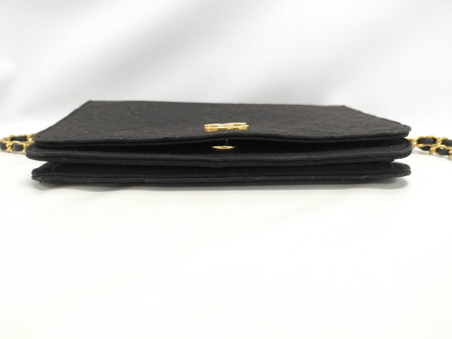 CHANEL Cotton Push Lock Black Shoulder Bag