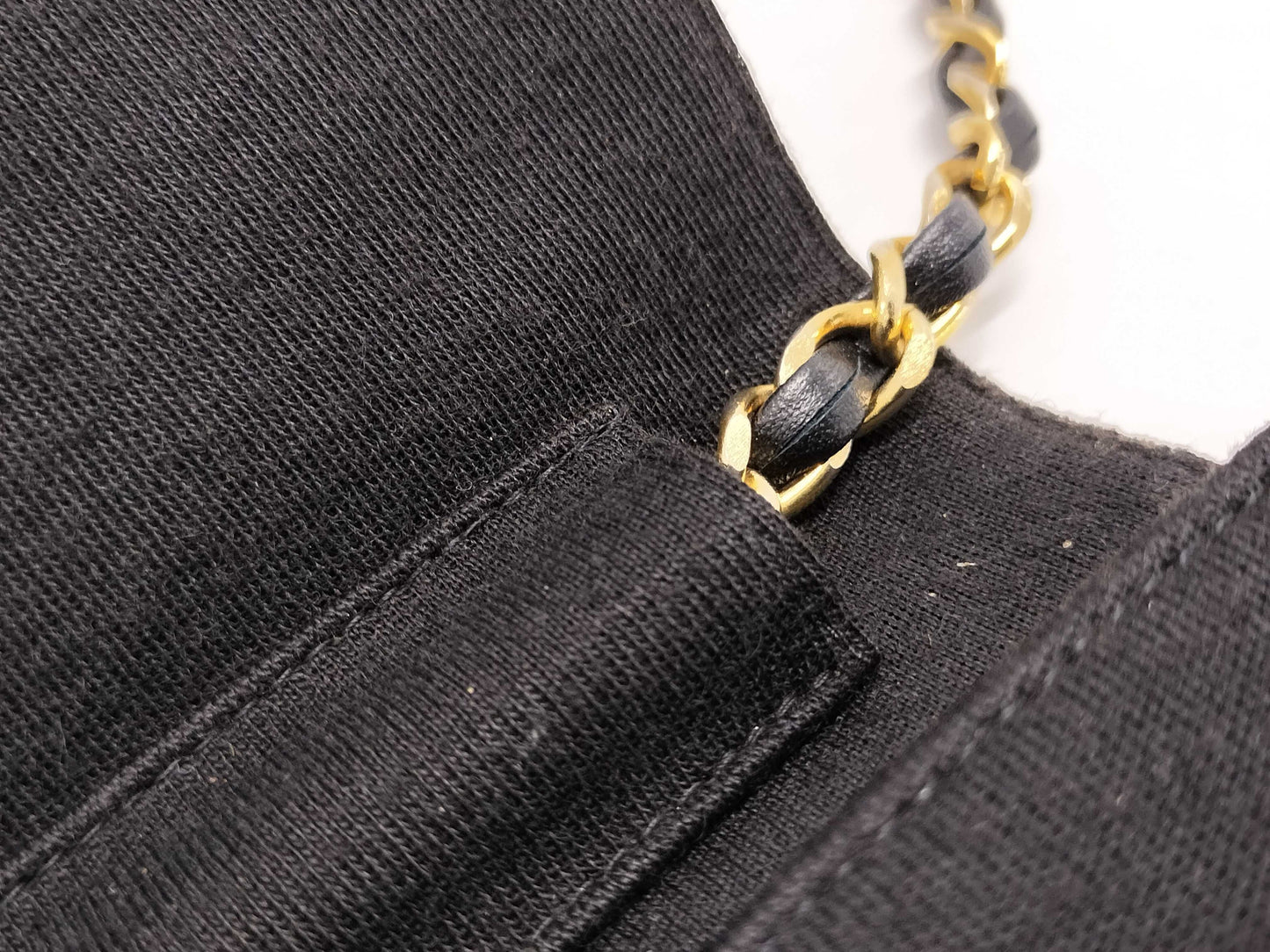CHANEL Cotton Push Lock Black Shoulder Bag