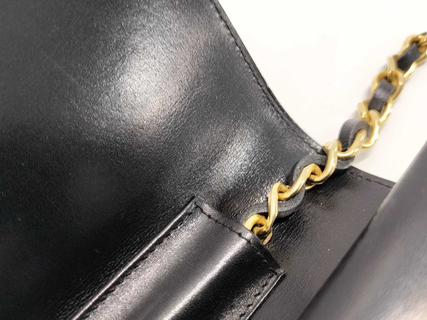 CHANEL Calfskin Push Lock Black Shoulder Bag