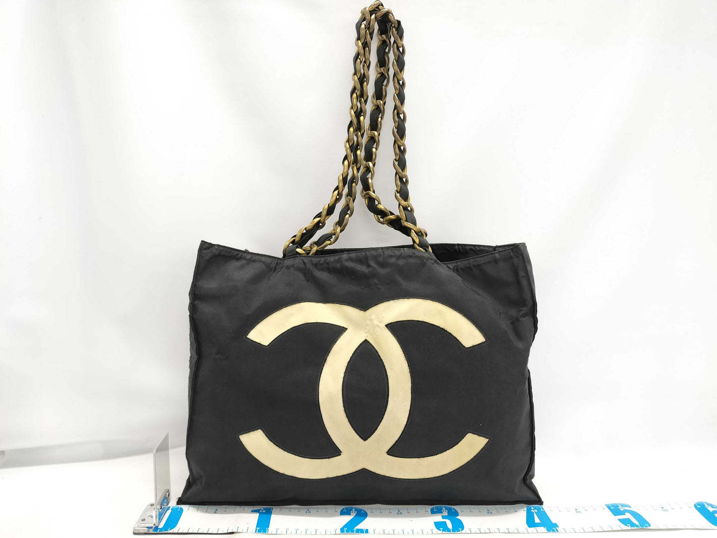 CHANEL Big Coco Mark Chain Black Tote Bag