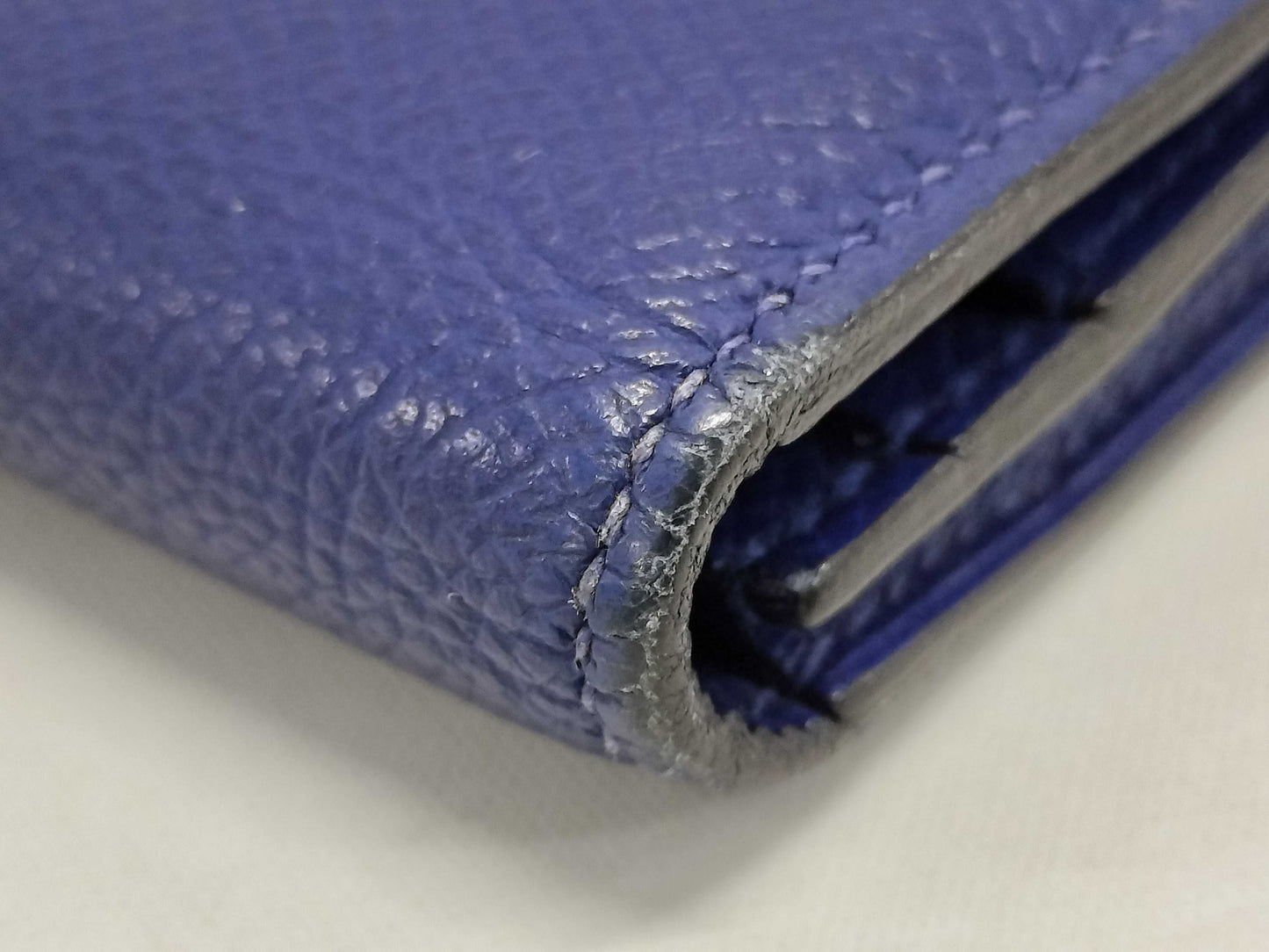 HERMES Bearn Soufflet Epson Blue Wallet