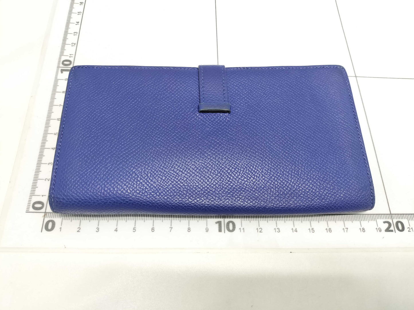 HERMES Bearn Soufflet Epson Blue Wallet