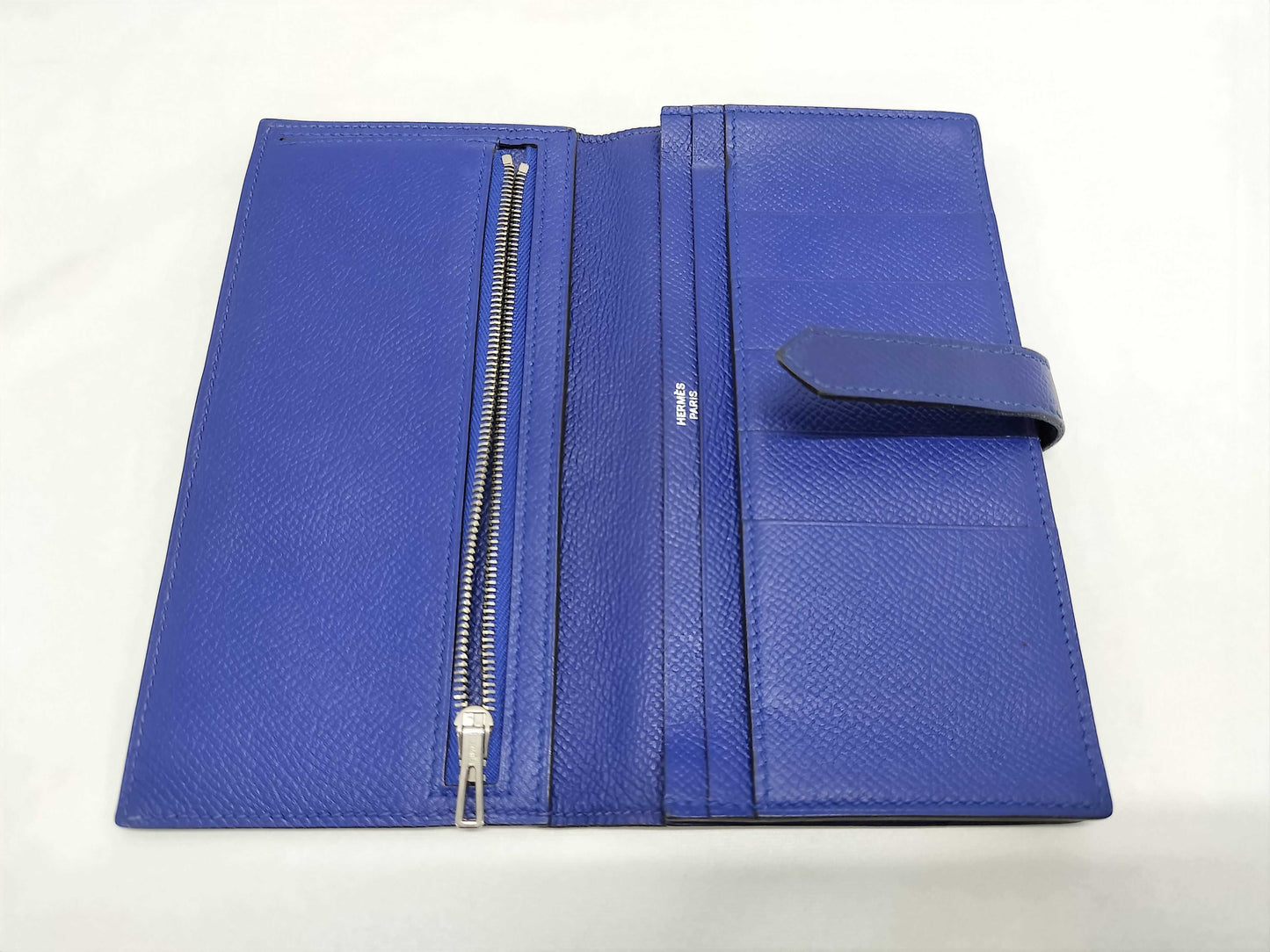 HERMES Bearn Soufflet Epson Blue Wallet