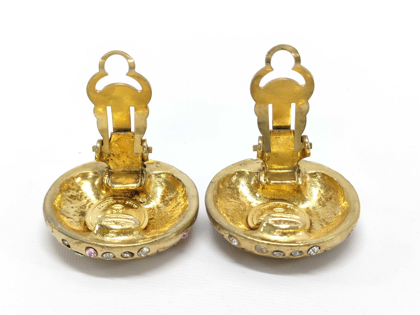 CHANEL logo rhinestone earrings