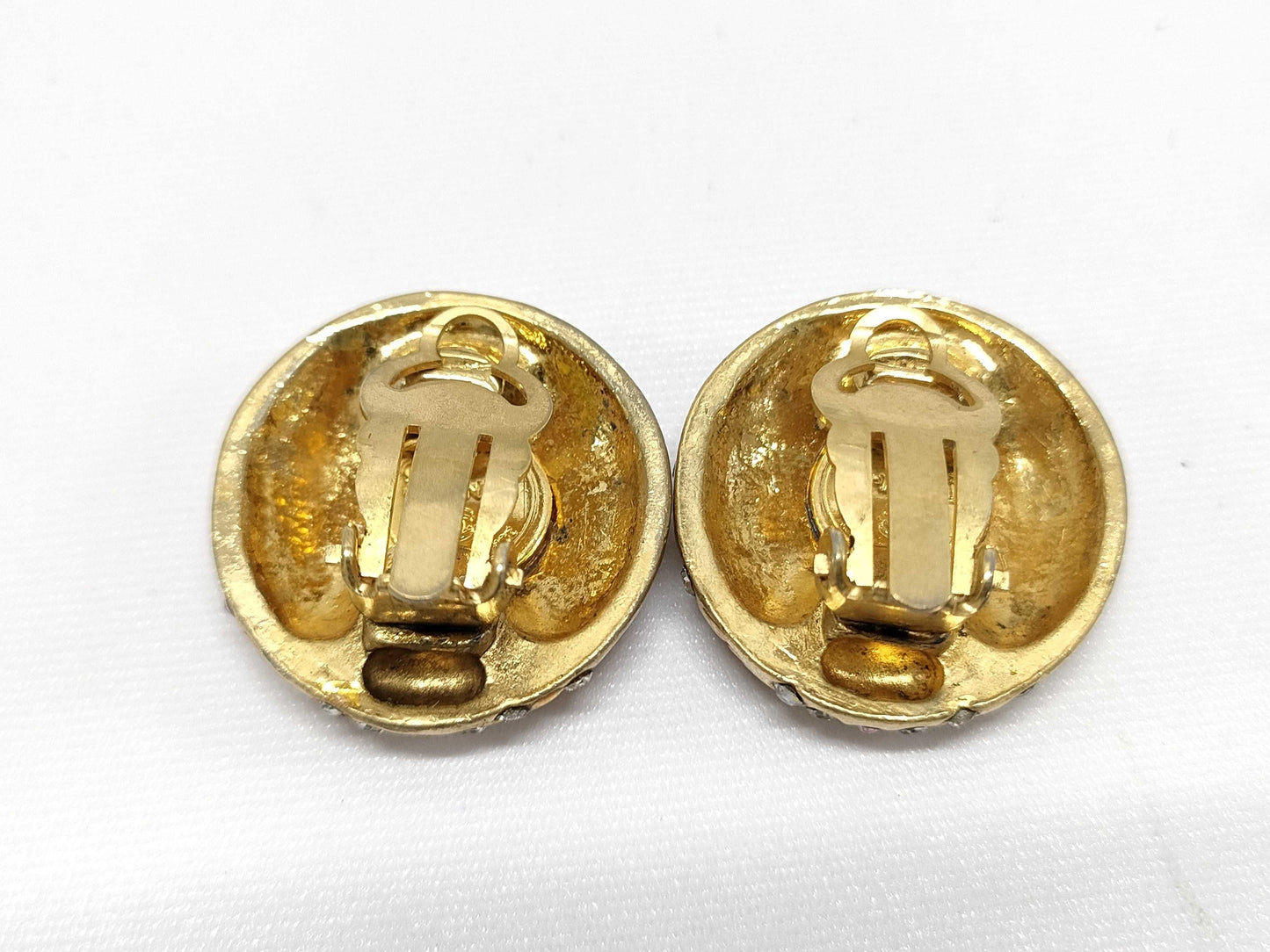 CHANEL logo rhinestone earrings