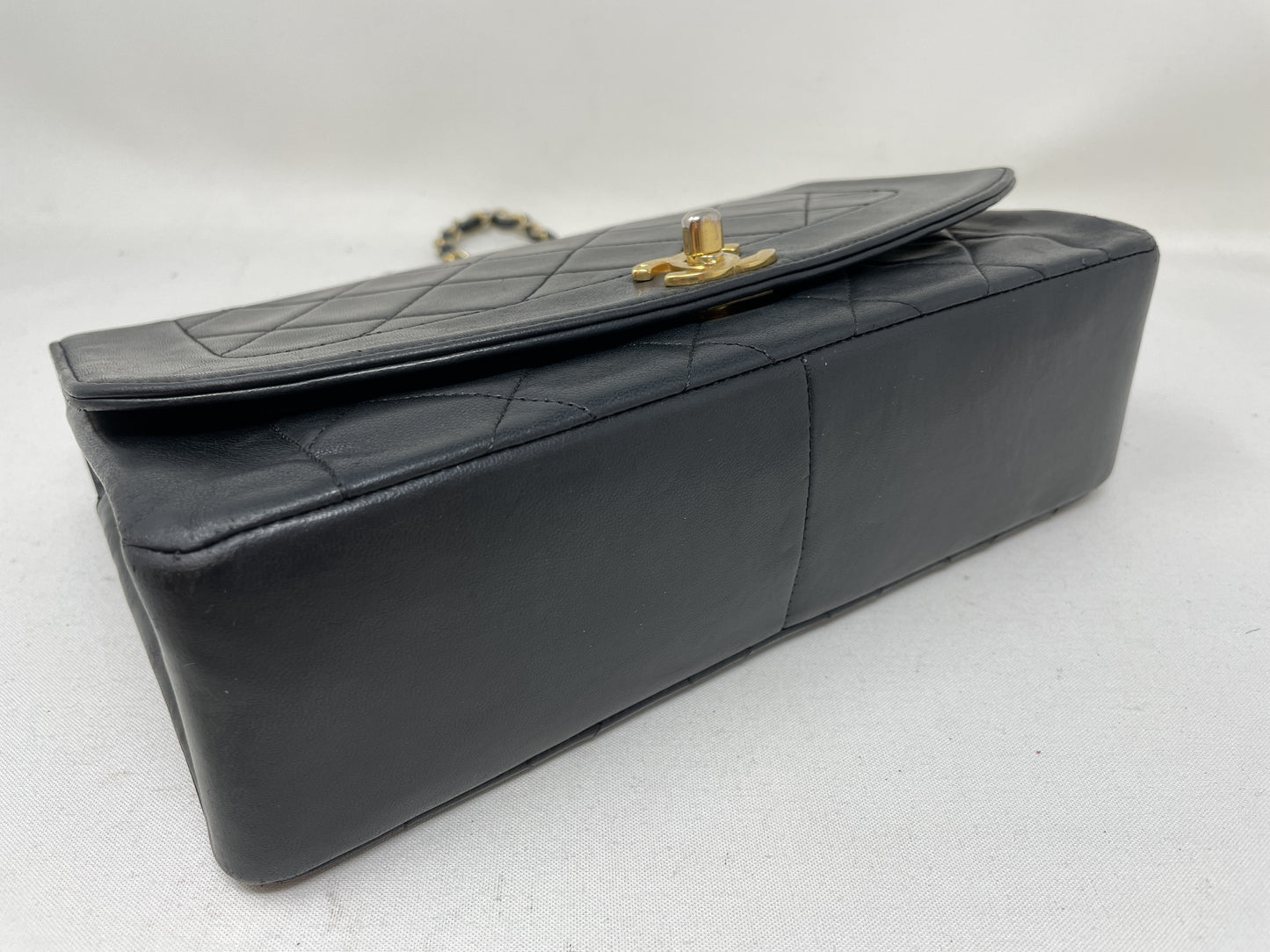 CHANEL Diana Matelasse Shoulder Bag in Black with Seal Card