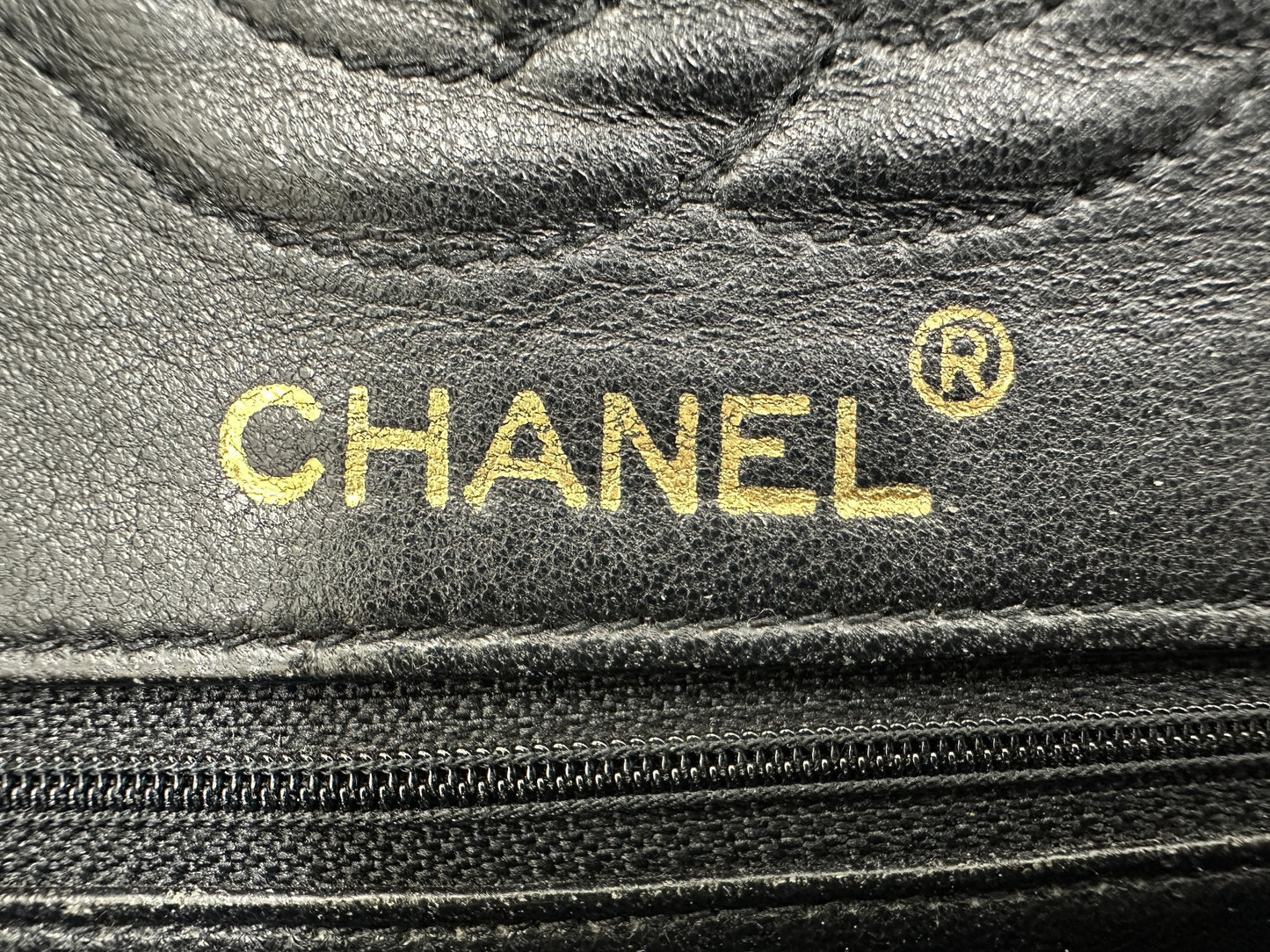 CHANEL Chanel Chain Shoulder Bag, Lizard Leather, Black, W23cm, with Seal