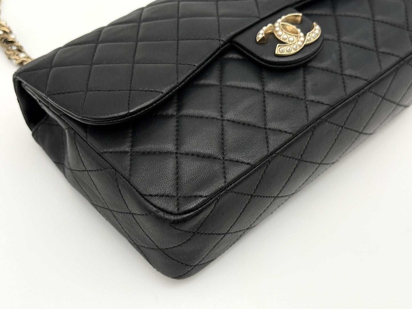 CHANEL Matelasse Chain Shoulder Bag, Lambskin, Westminster, 20s, with Warranty Seal, W24.5cm