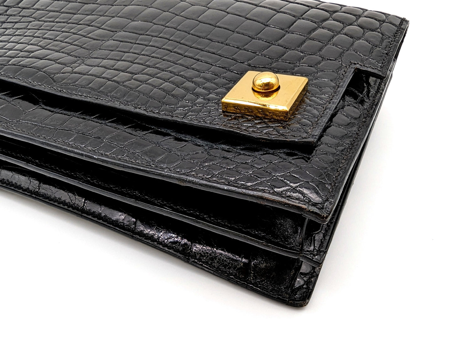 HERMES Crocodile Piano Polosus Handbag with V Stamp