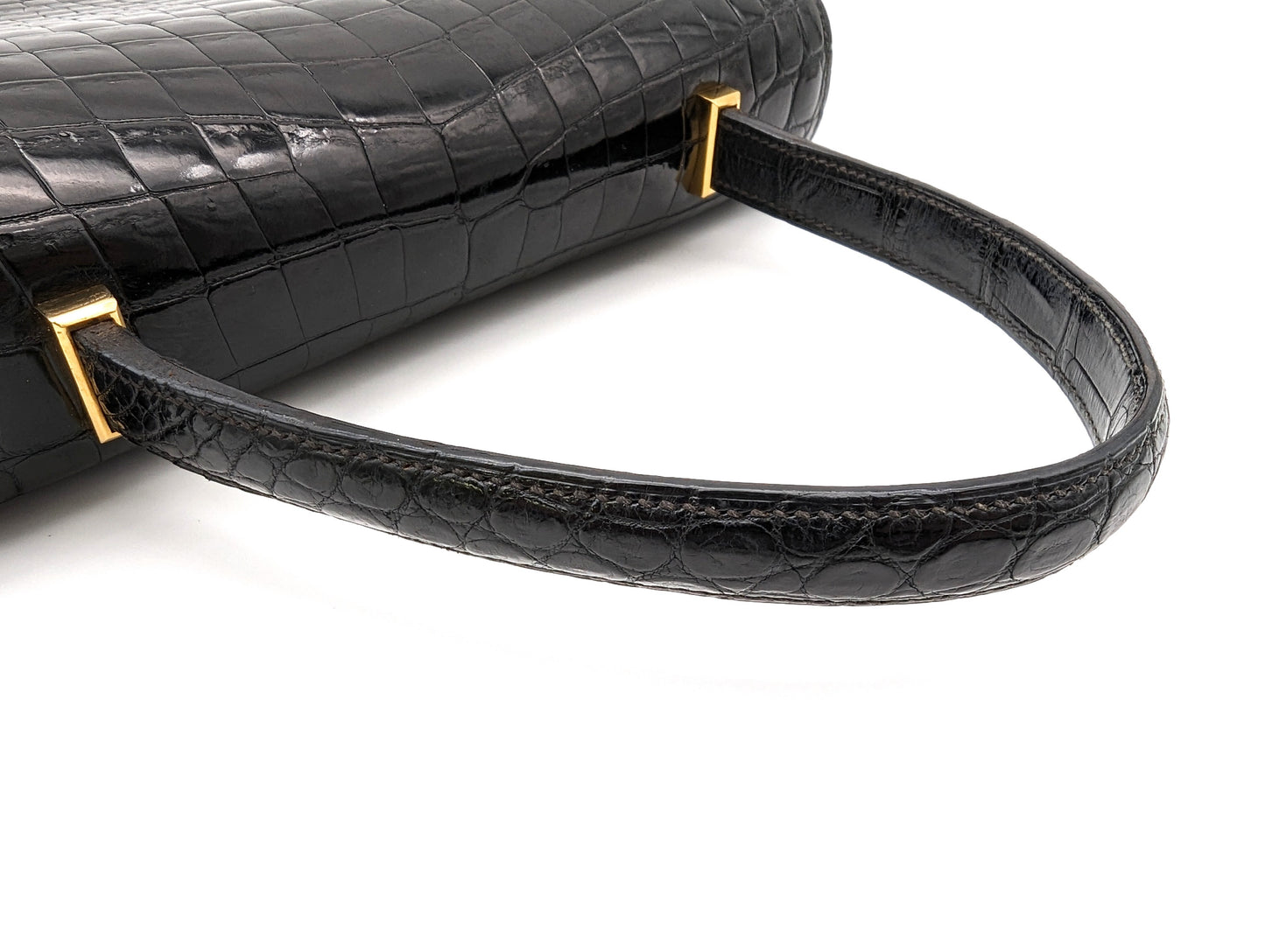 HERMES Crocodile Piano Polosus Handbag with V Stamp