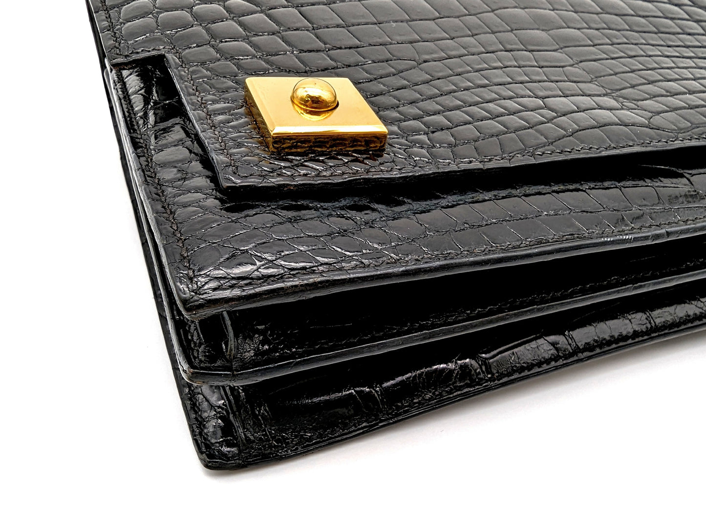 HERMES Crocodile Piano Polosus Handbag with V Stamp
