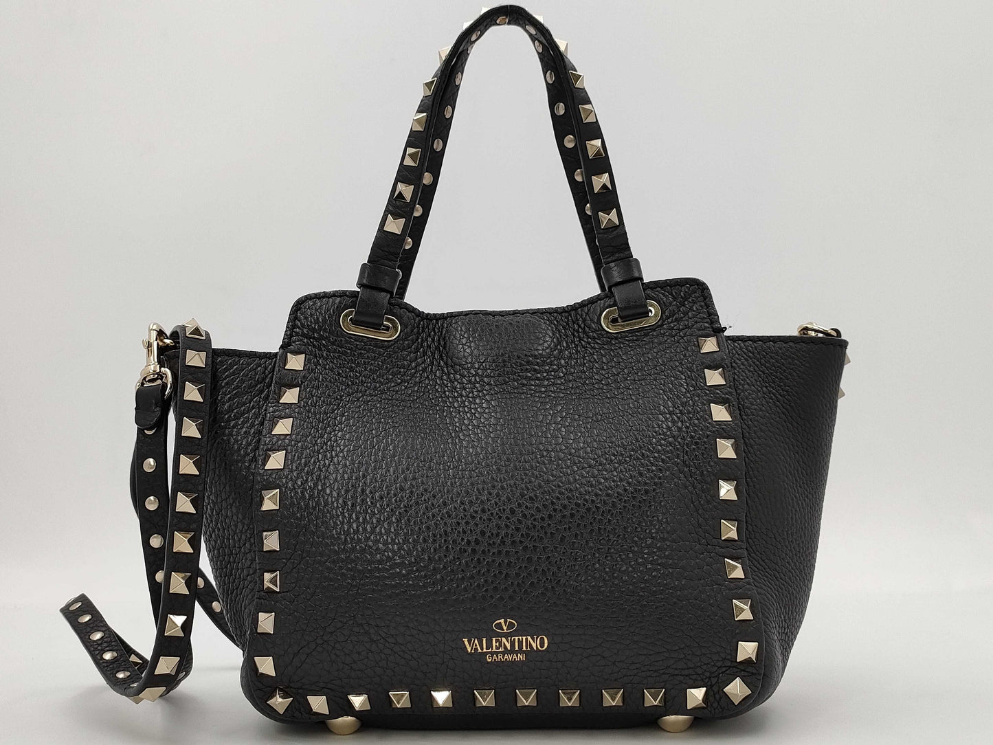 Valentino Garavani VALENTINO Garavani Rock Studs Leather Mini 2way bag Black bag