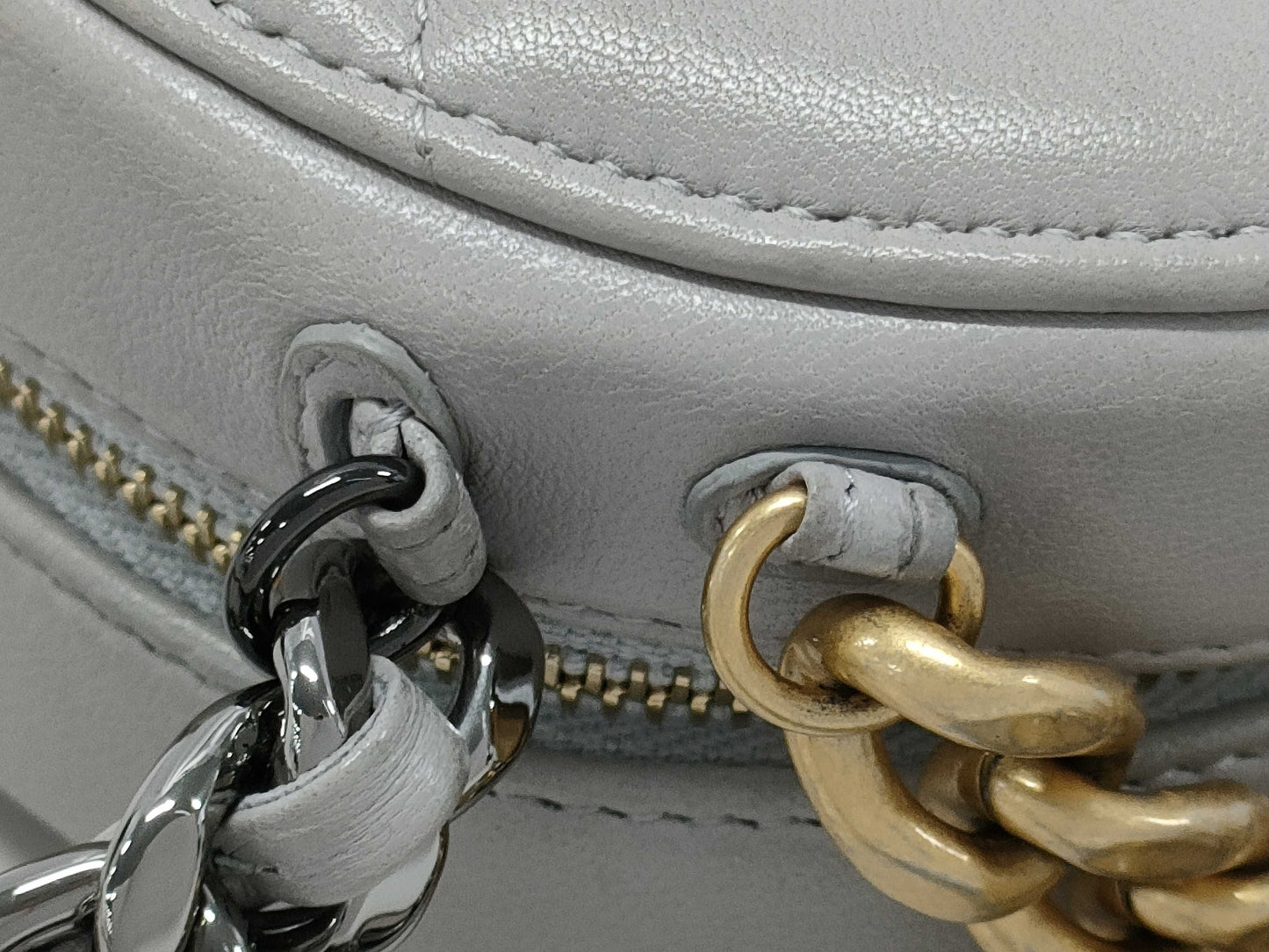 CHANEL Chanel 19 Round Chain Shoulder Bag Light Gray Shoulder Bag