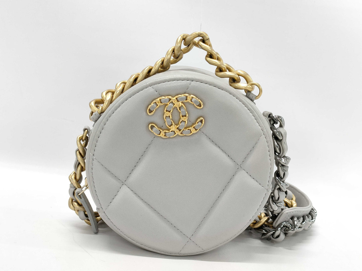 CHANEL Chanel 19 Round Chain Shoulder Bag Light Gray Shoulder Bag