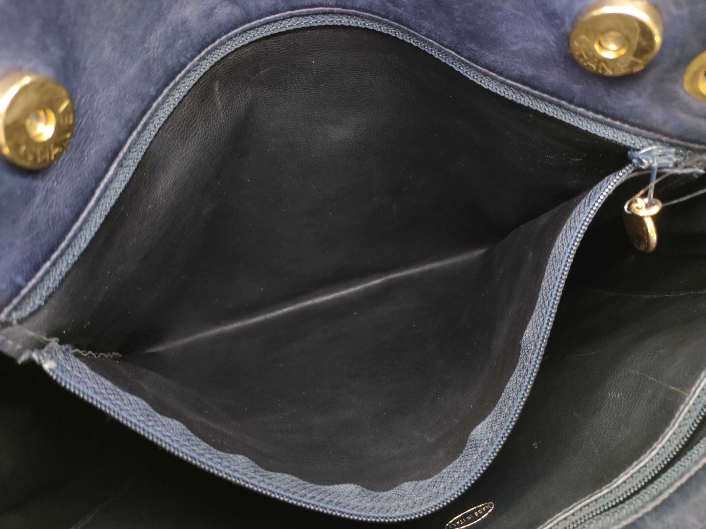 CHANEL Lambskin Chain Shoulder Bag Navy
