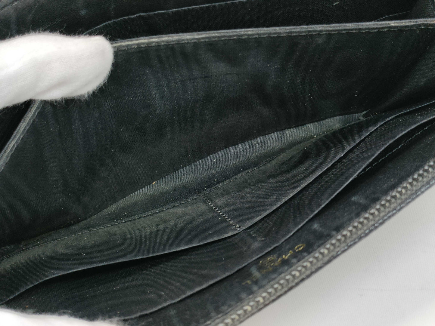 CHANEL Caviar Leather Long Wallet Black Wallet