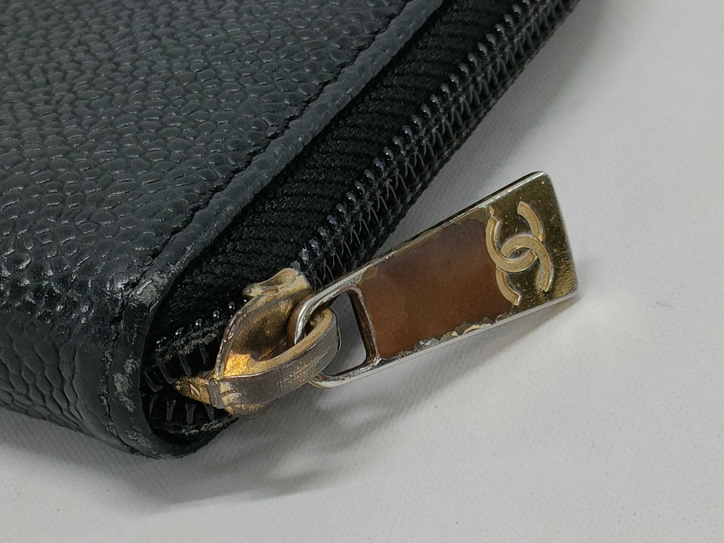 CHANEL Caviar Leather Long Wallet Black Wallet