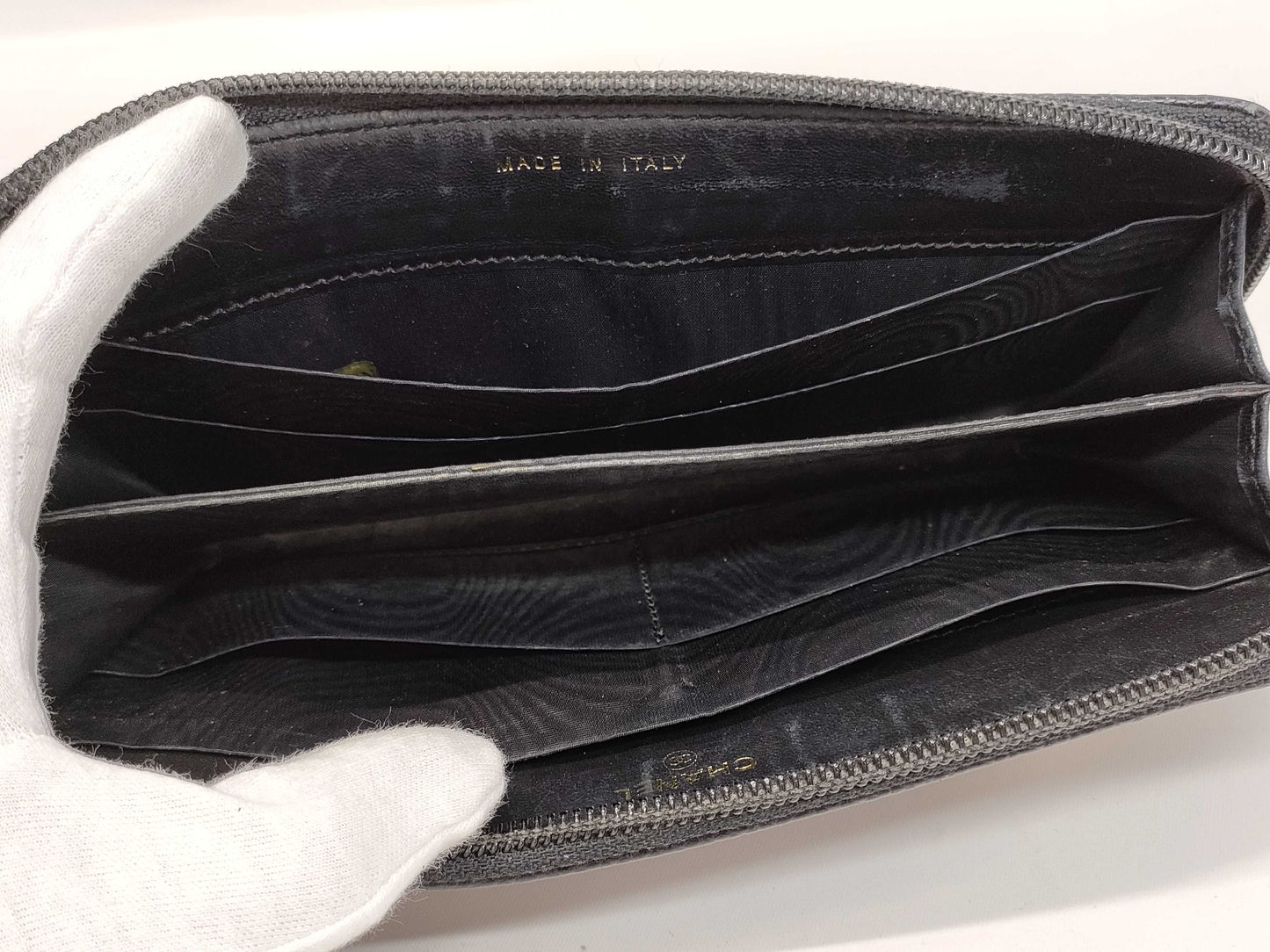 CHANEL Caviar Leather Long Wallet Black Wallet