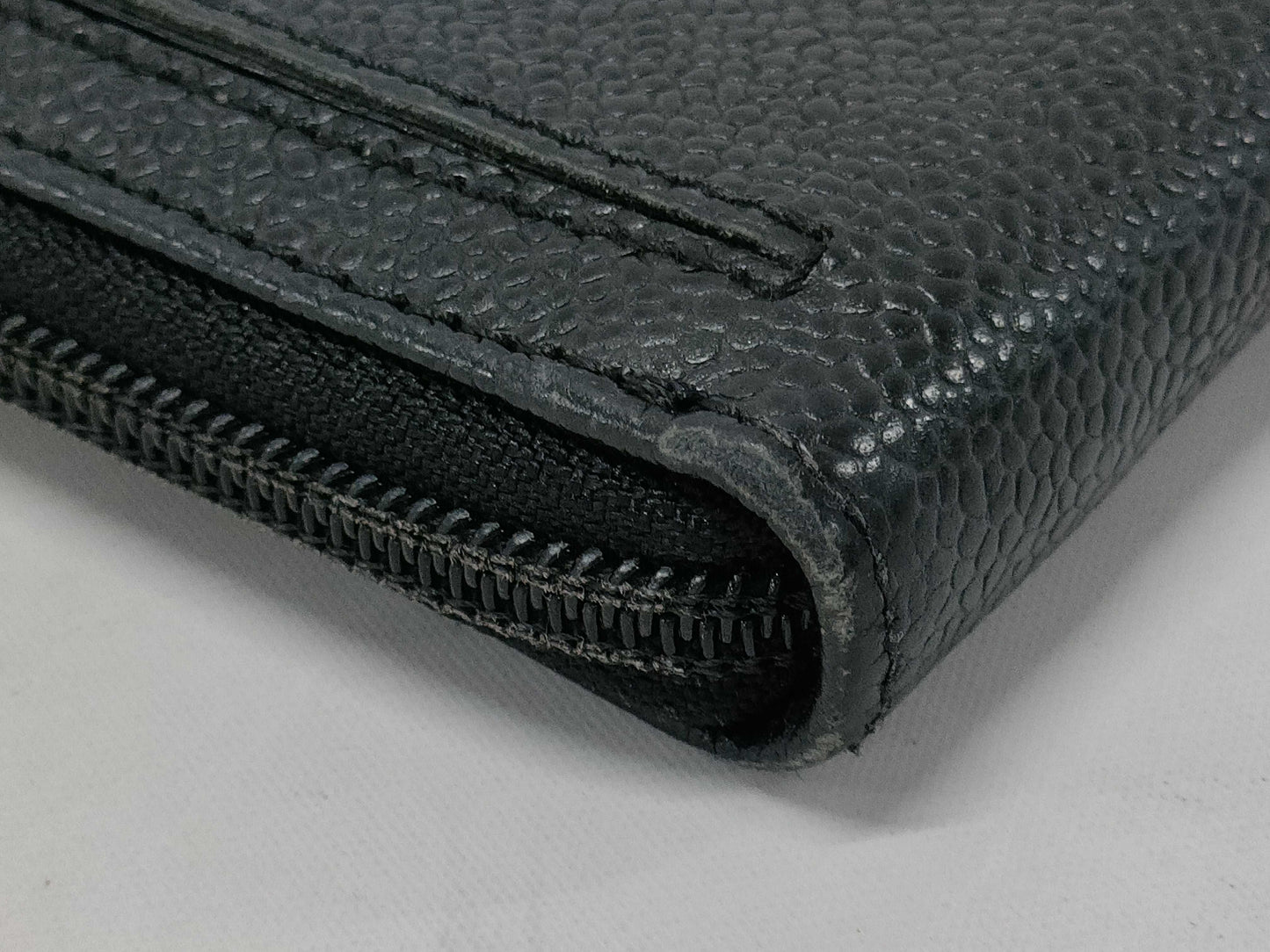 CHANEL Caviar Leather Long Wallet Black Wallet