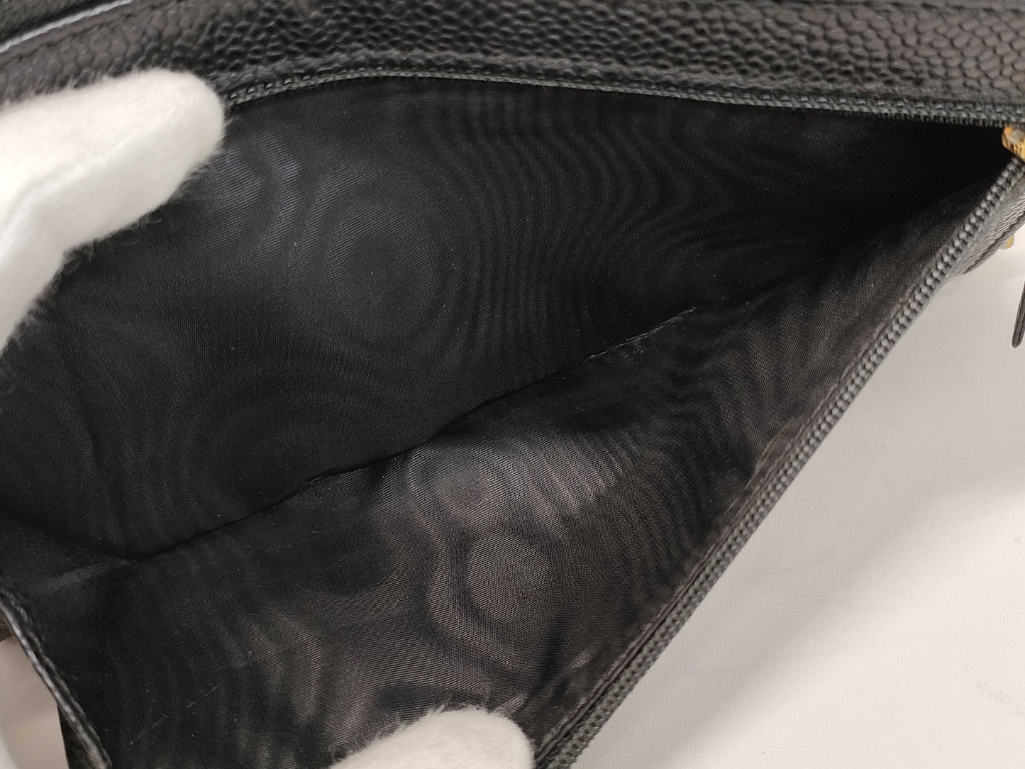 CHANEL Caviar Leather Long Wallet Black Wallet