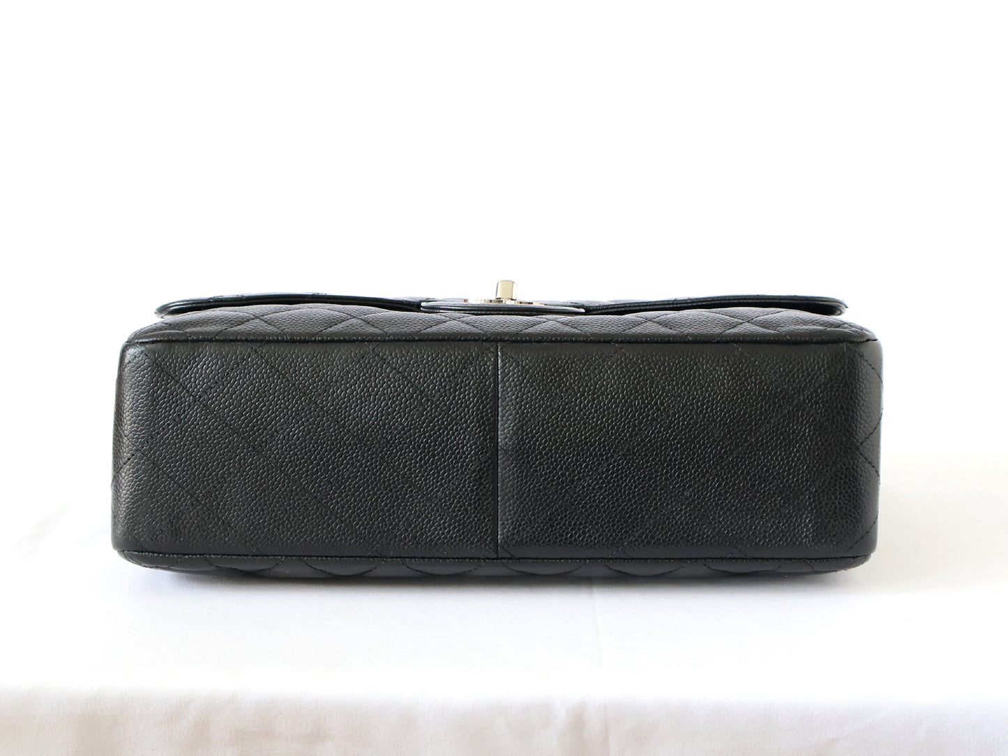CHANEL Seal 11 Series Caviar Skin Deca Matelasse 30 Double Chain Shoulder Bag Black