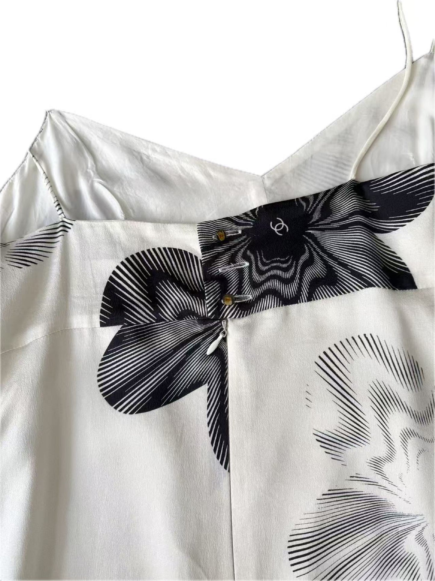 CHANEL Silk Suspender Coco Logo Dress Size 38 Dress