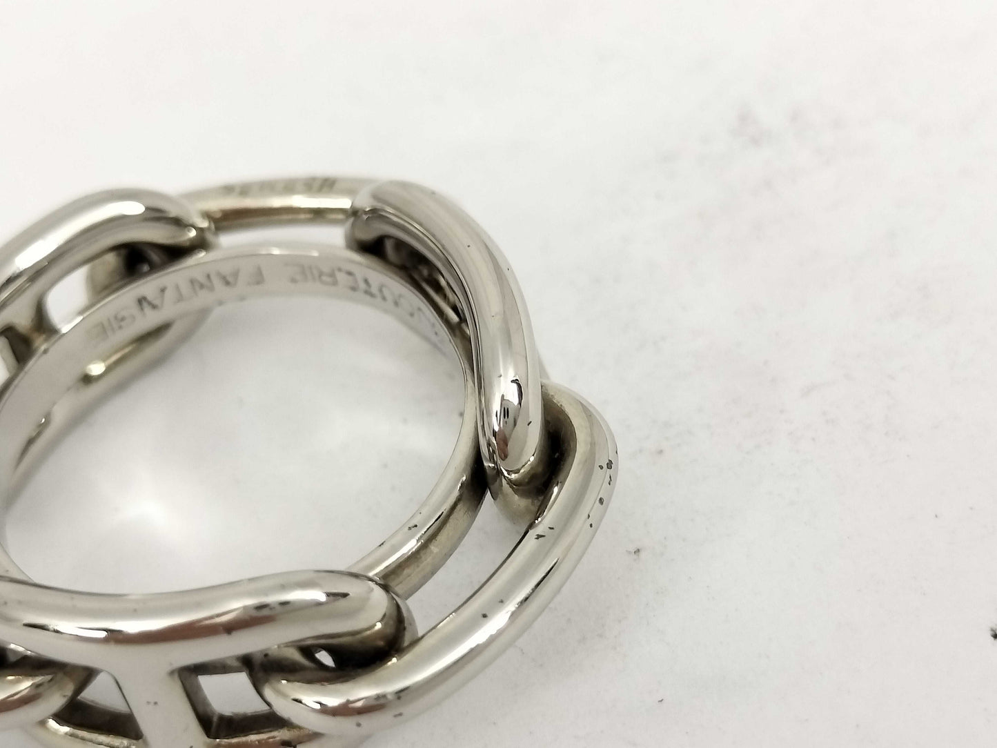 HERMES Chaine d'Ancre Scarf Ring Silver Color Other Accessories