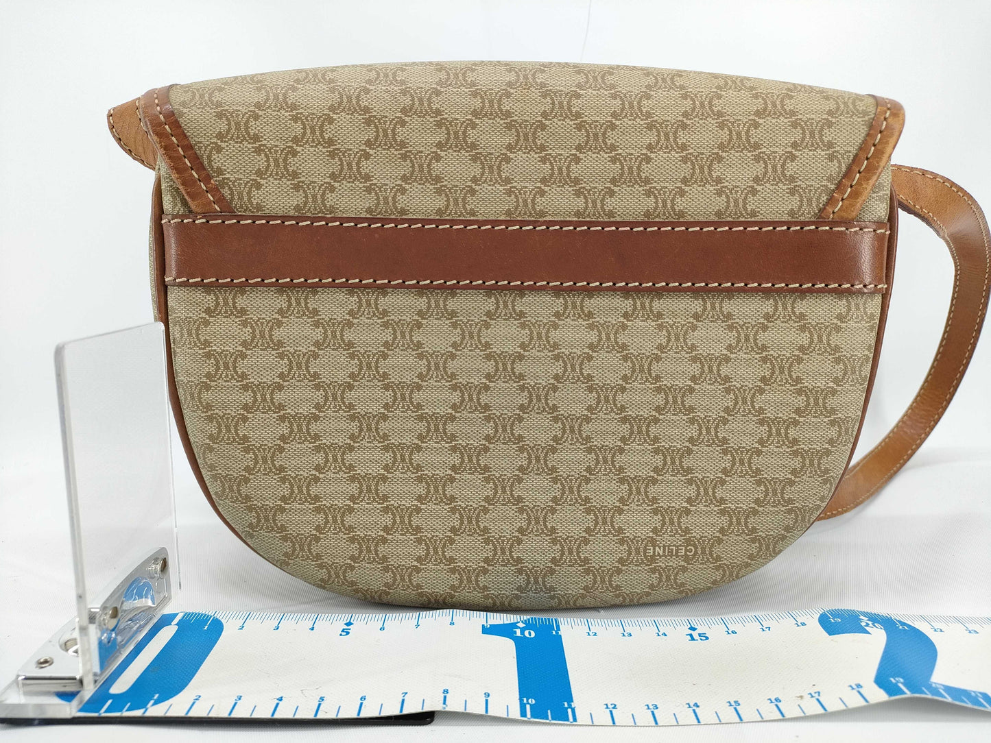 CELINE Macadam Shoulder Bag Beige Brown Shoulder Bag