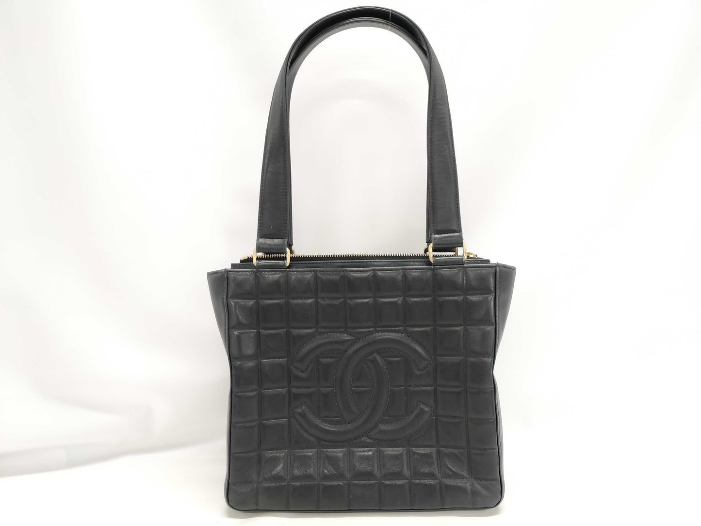 CHANEL Chocolate Bar Handbag with Coco Mark, Black Tote Bag