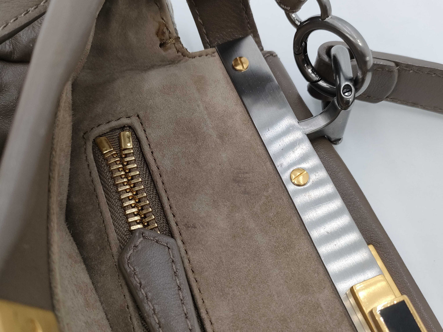 FENDI F Peekaboo 2-way Handbag Khaki Shoulder Bag