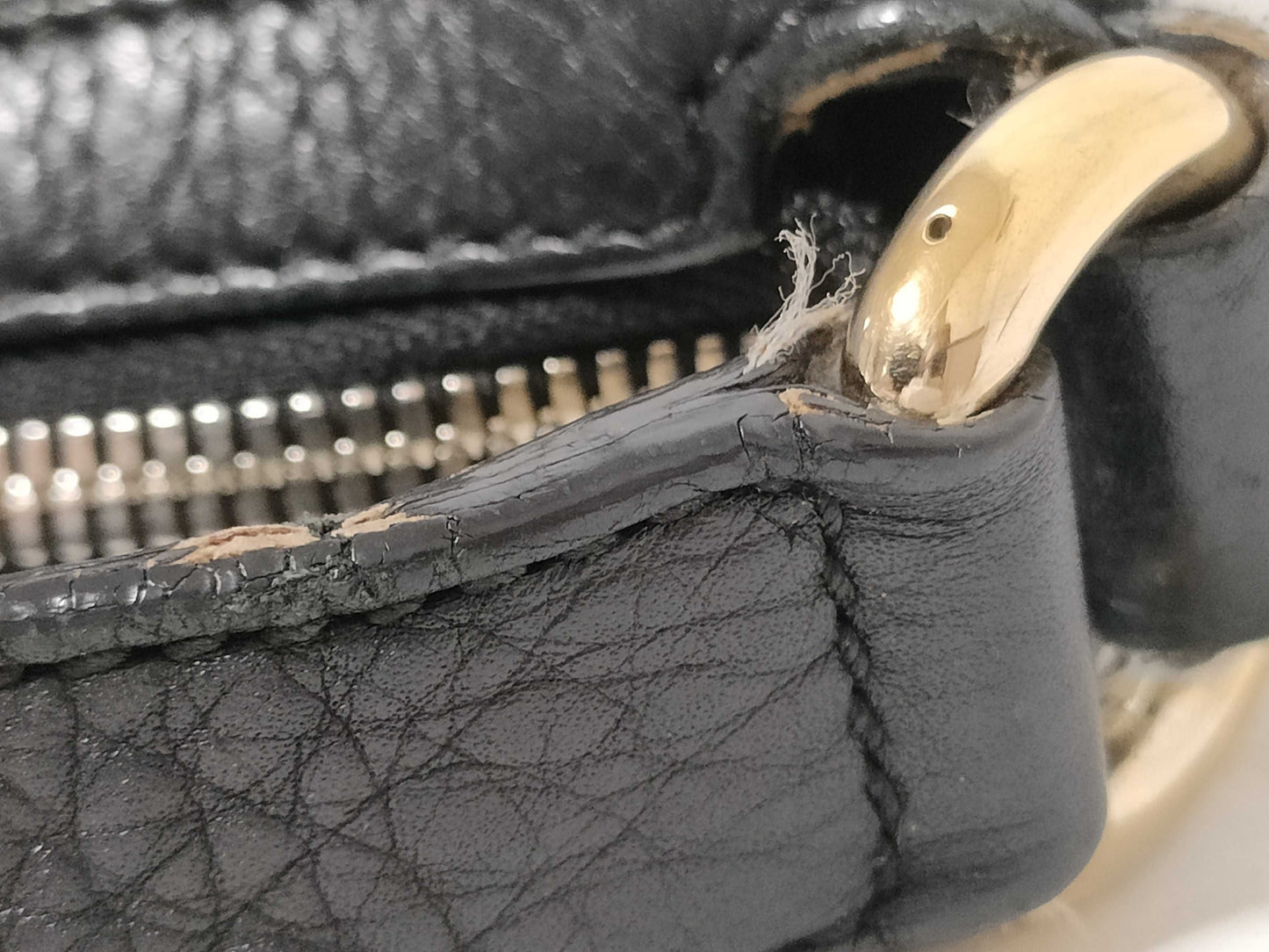 GUCCI Soho Handbag, Leather, Black, 308361, Shoulder Bag