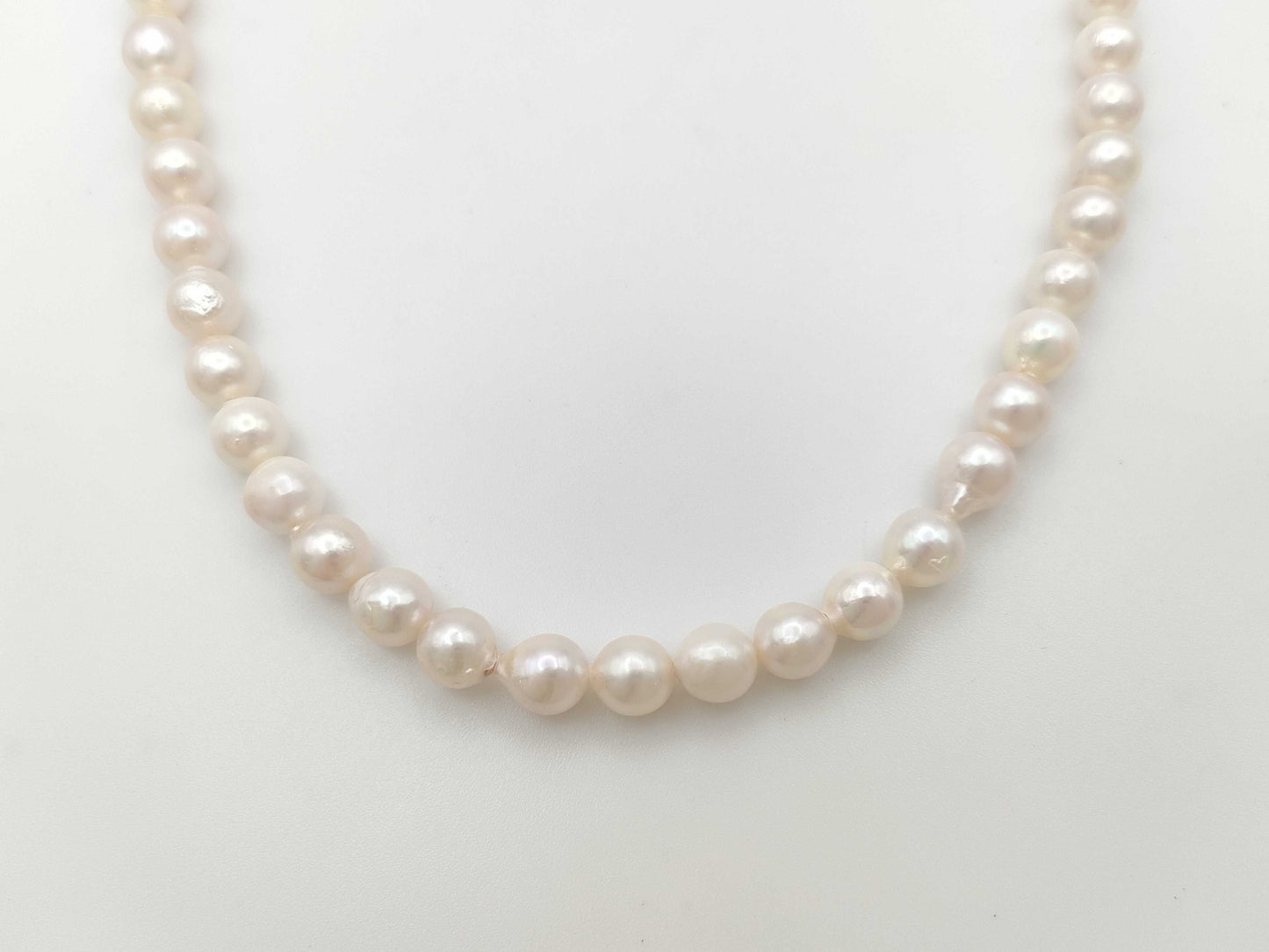 Semi-Round Pearl, Diameter 7.0mm-7.3mm, Sterling Silver, 48.1g, Necklace