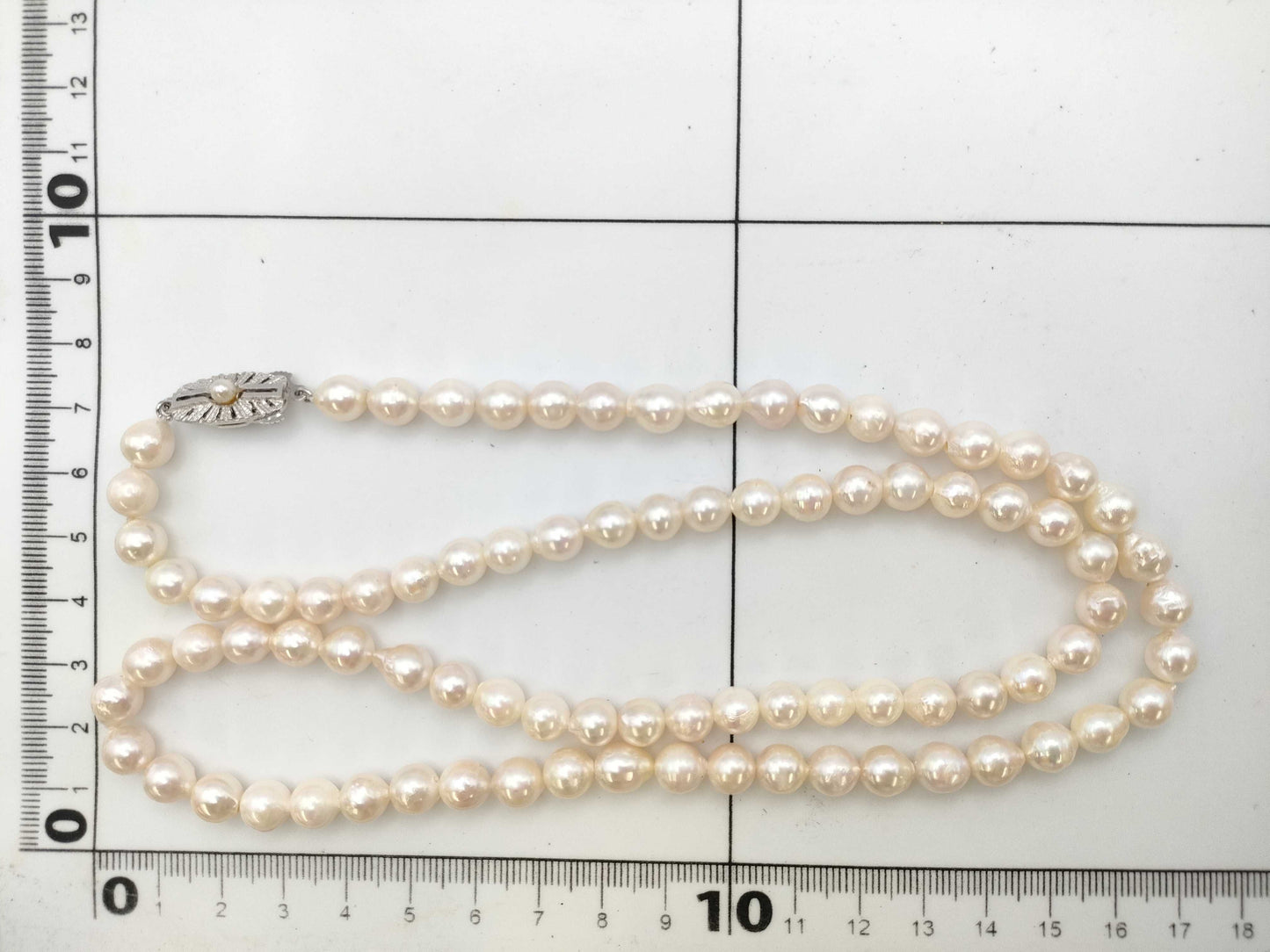 Semi-Round Pearl, Diameter 7.0mm-7.3mm, Sterling Silver, 48.1g, Necklace