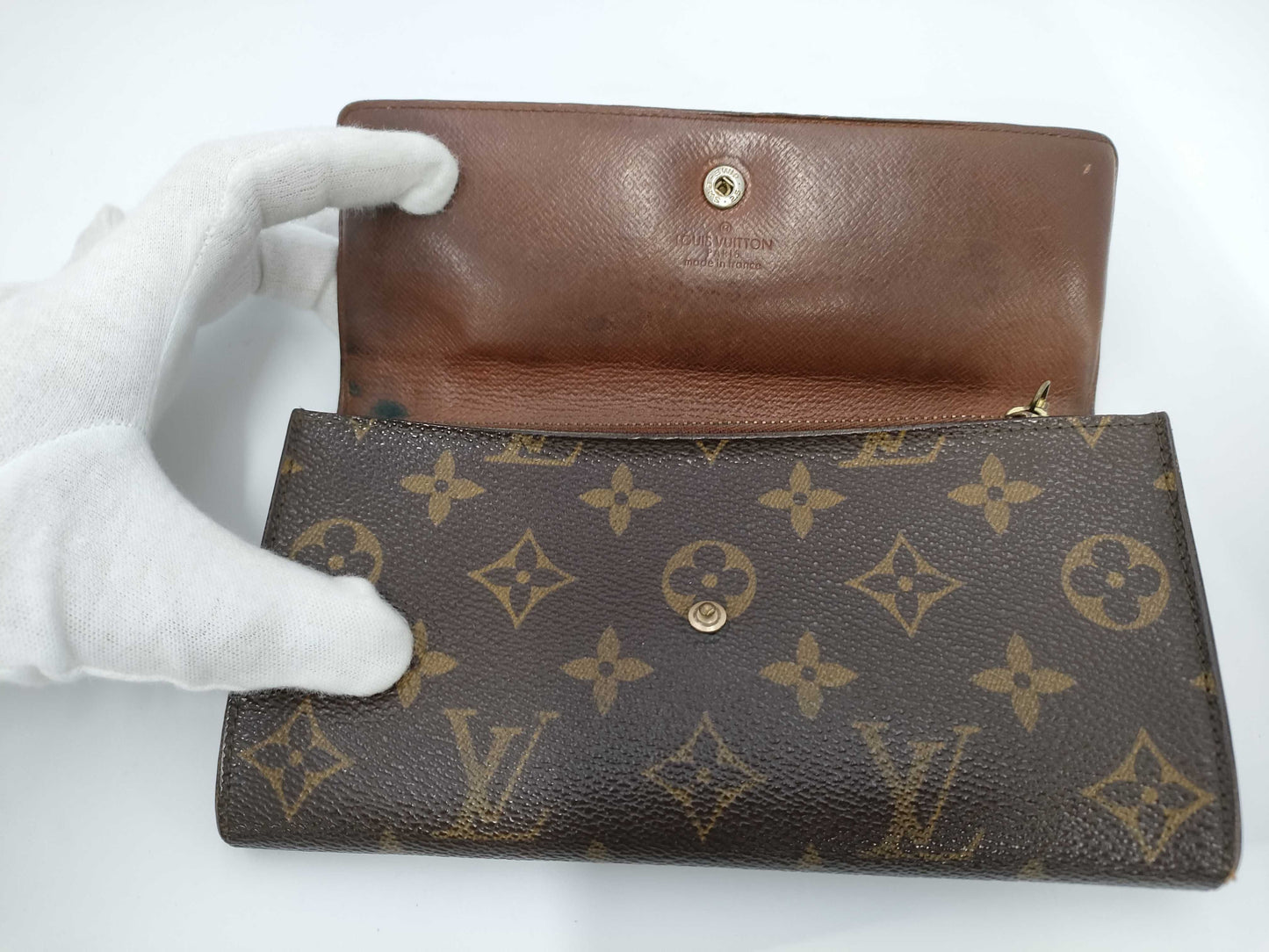 LOUIS VUITTON LV Monogram Pochette Porte Monnaie Credit Zippered Bi-fold Long Wallet